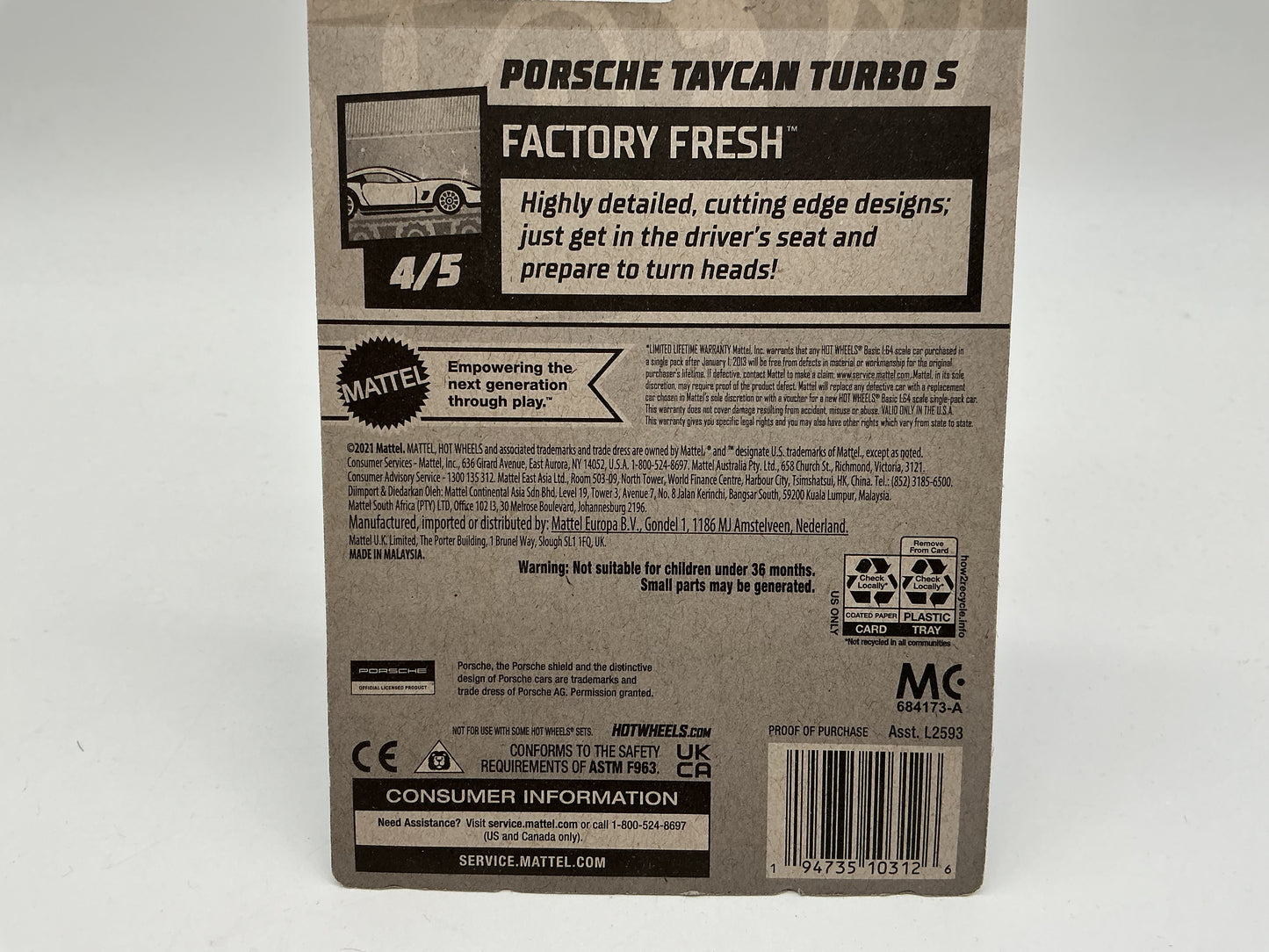 Hot Wheels Porsche Taycan Turbo S 2021 Mattel