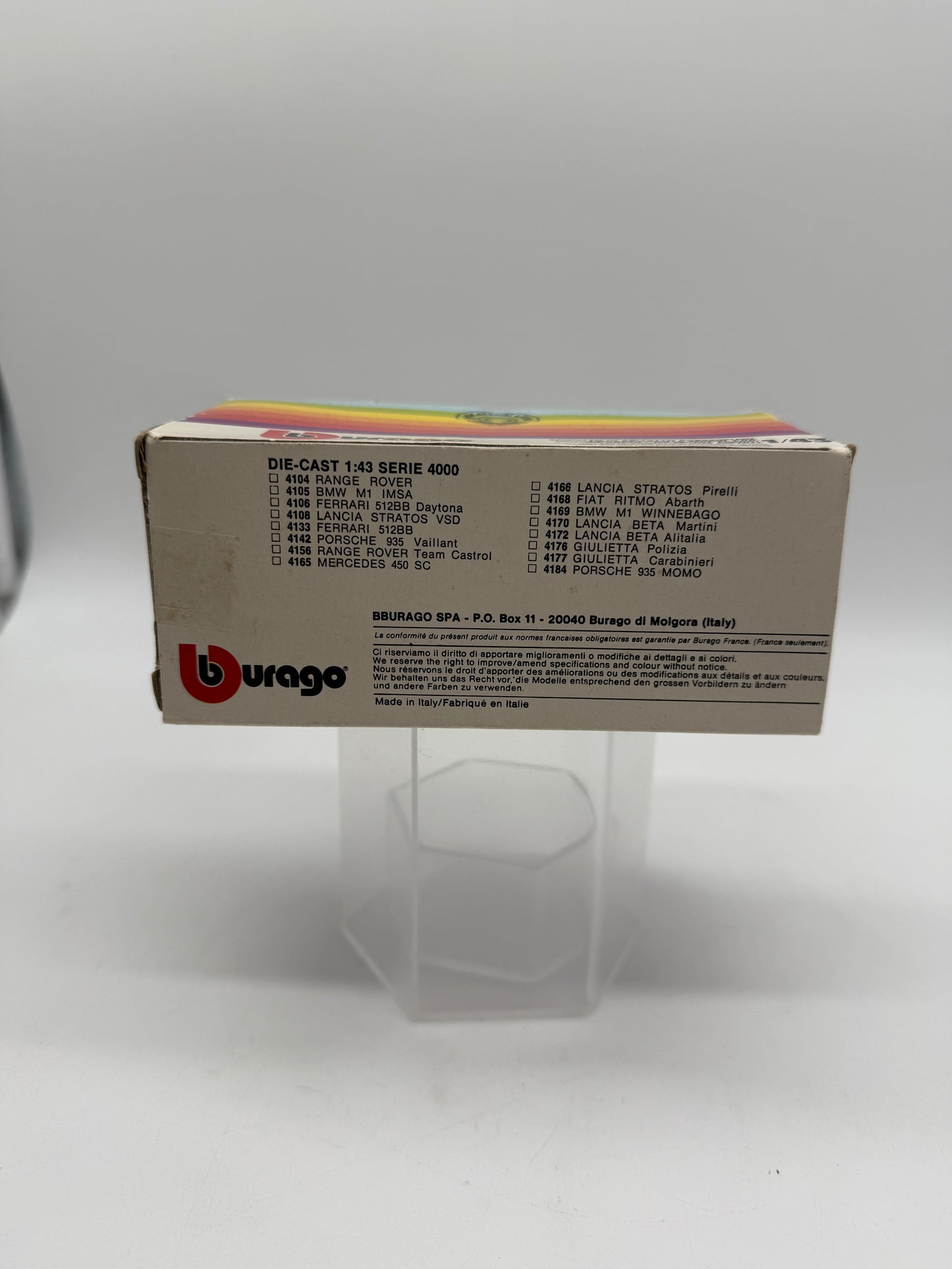 Diecast Burago BMW M1 Winnebago Made in Italy