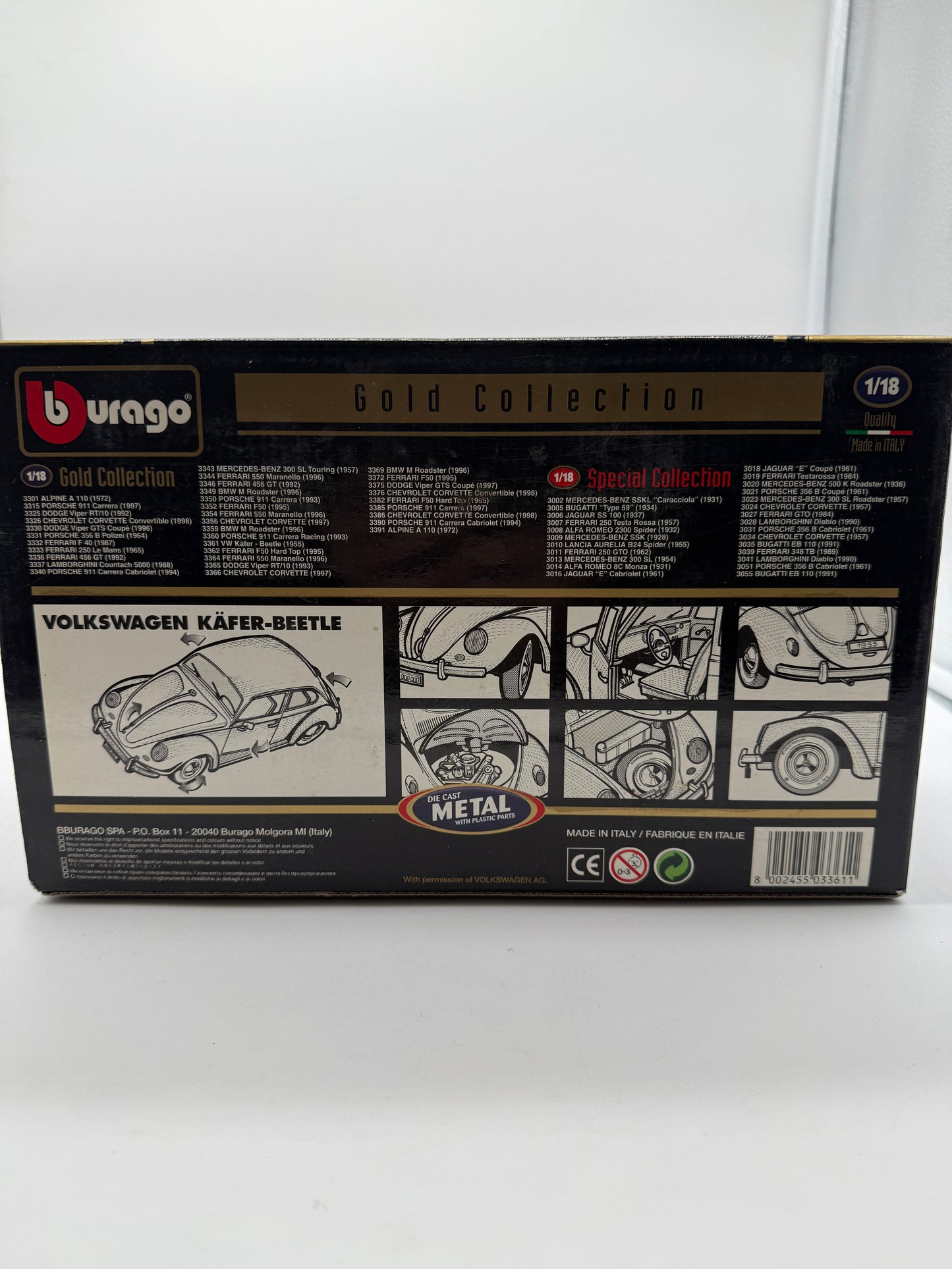 Volkswagen Käfer-Beetle 1955 Made in Italy Burago