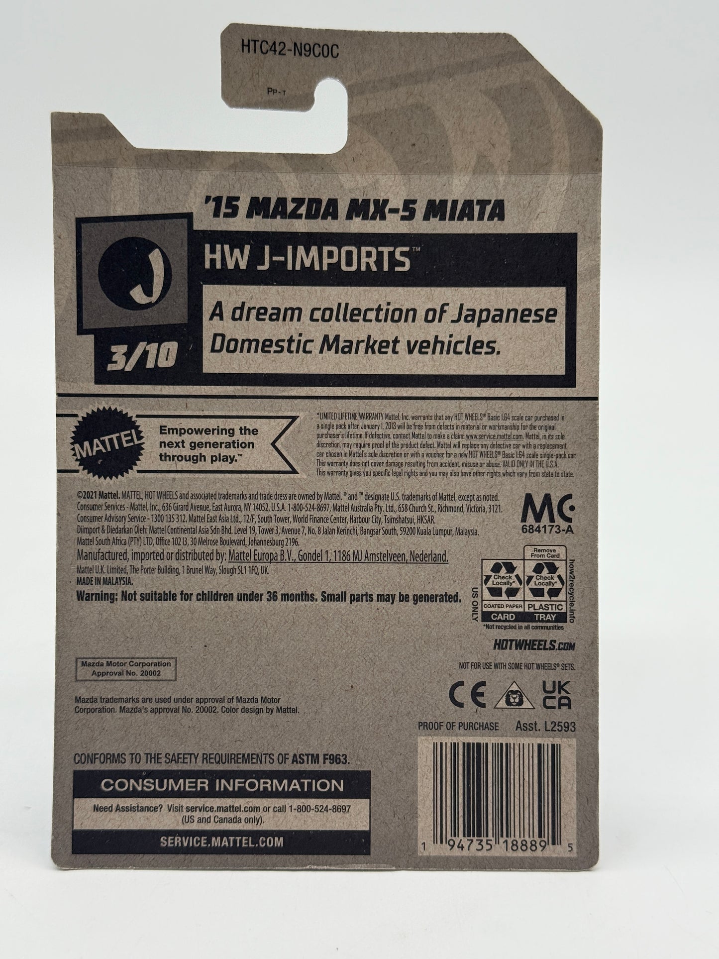 Hot Wheels ‘15 Mazda MX-5 Miata 2021 Mattel (Teal)