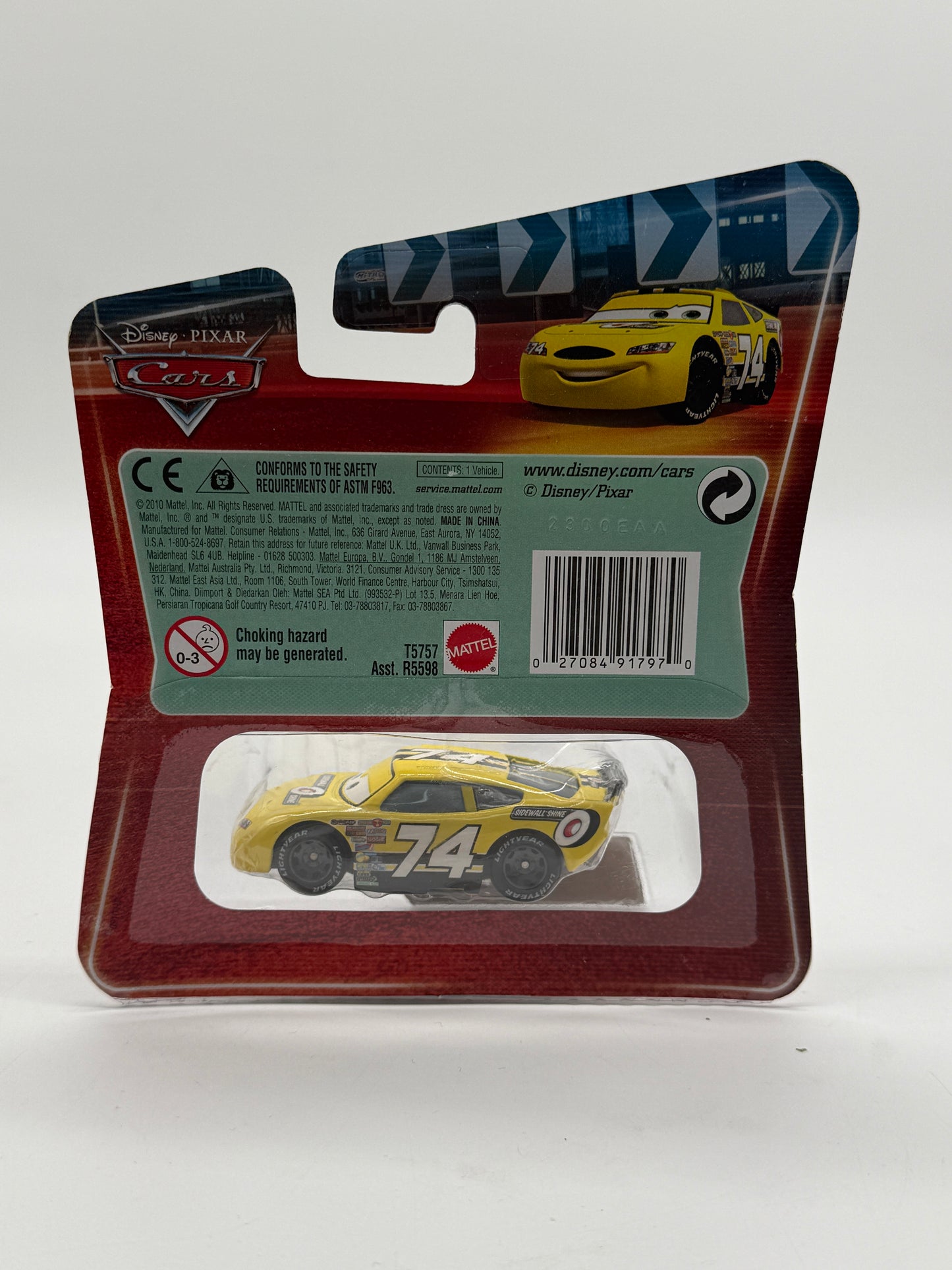 Disney Pixar Cars Sidewall Shine No. 74 2010 Mattel