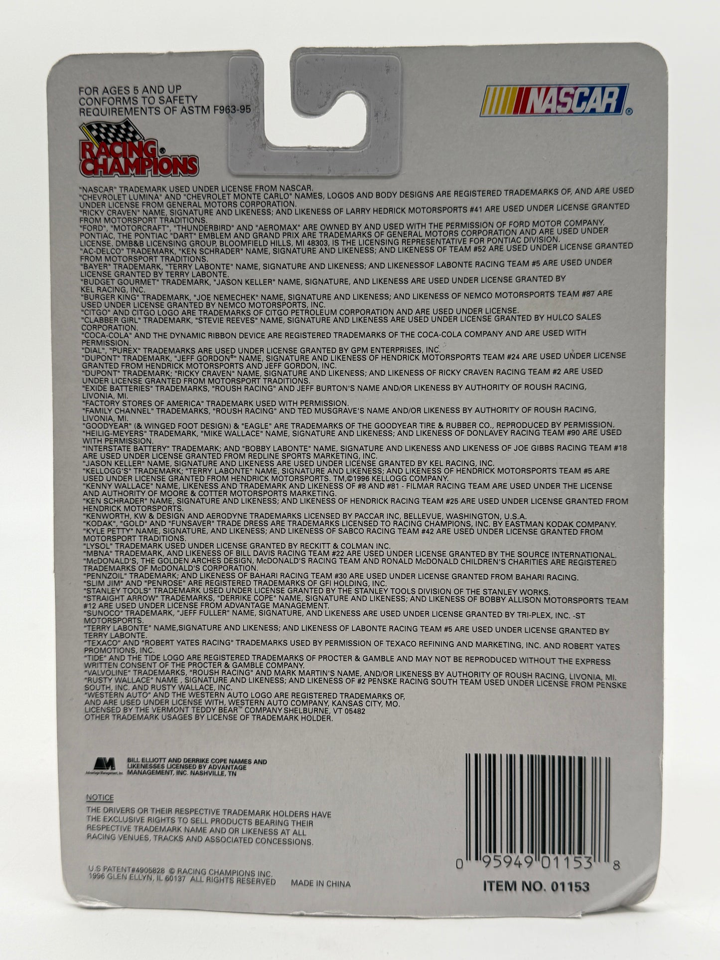 Racing Champions Stock Car Darrell Waltrip 1996 NASCAR