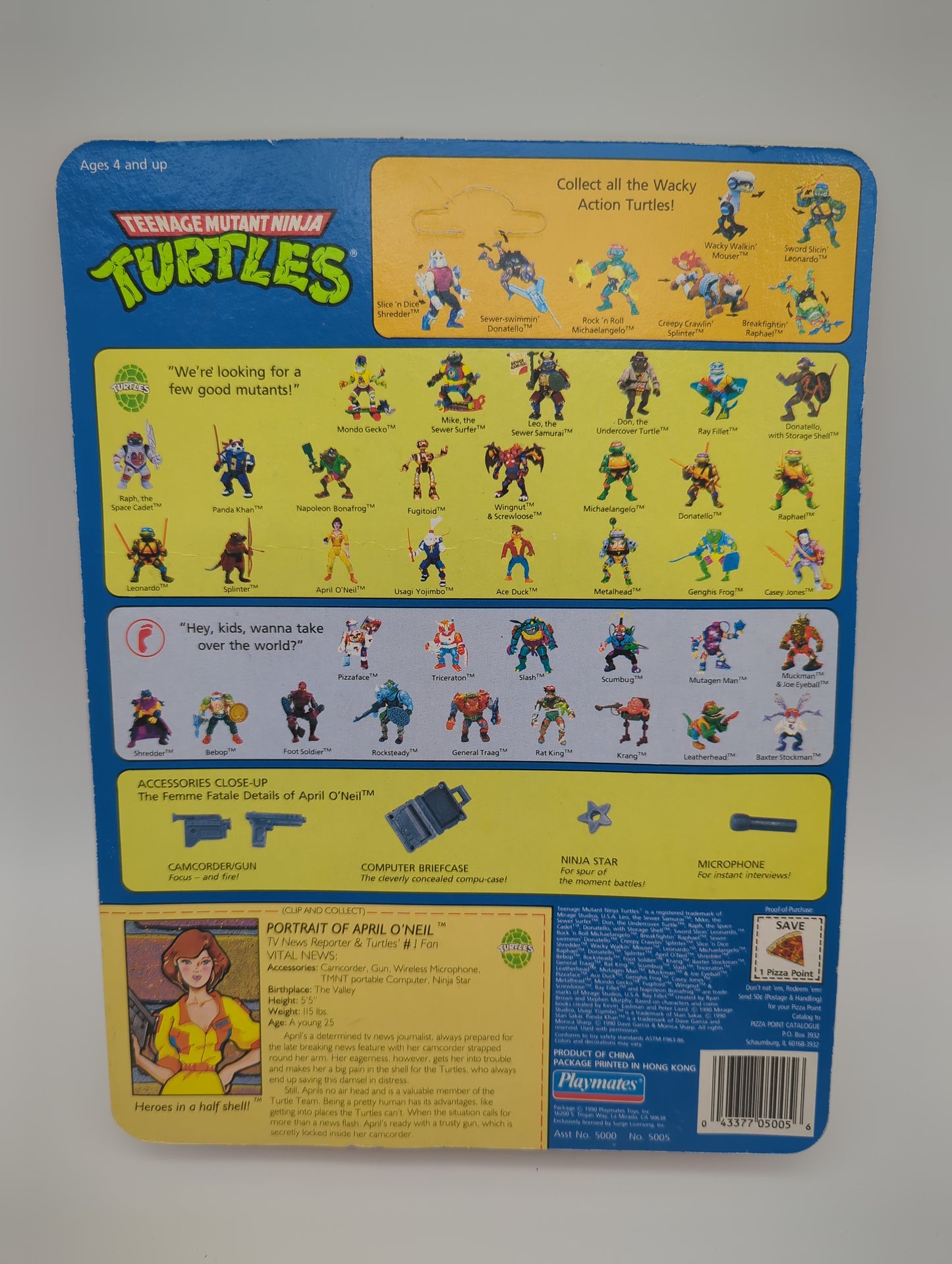 Playmates 1990 Teenage Mutant Ninja Turtles April O'Neil Action Figure