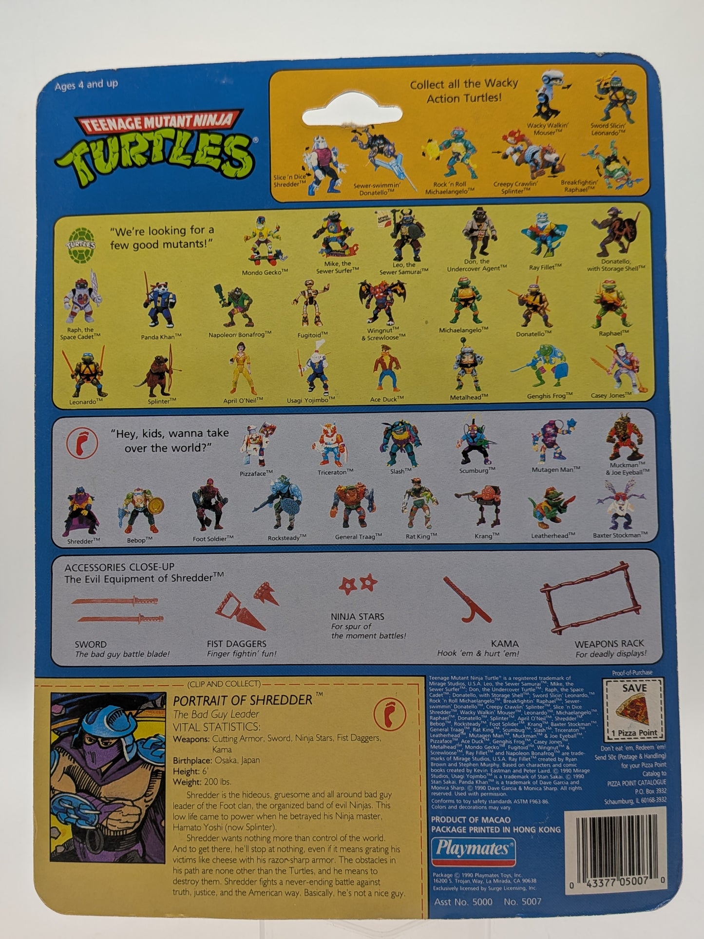 Playmates 1990 Teenage Mutant Ninja Turtles Shredder Action Figure