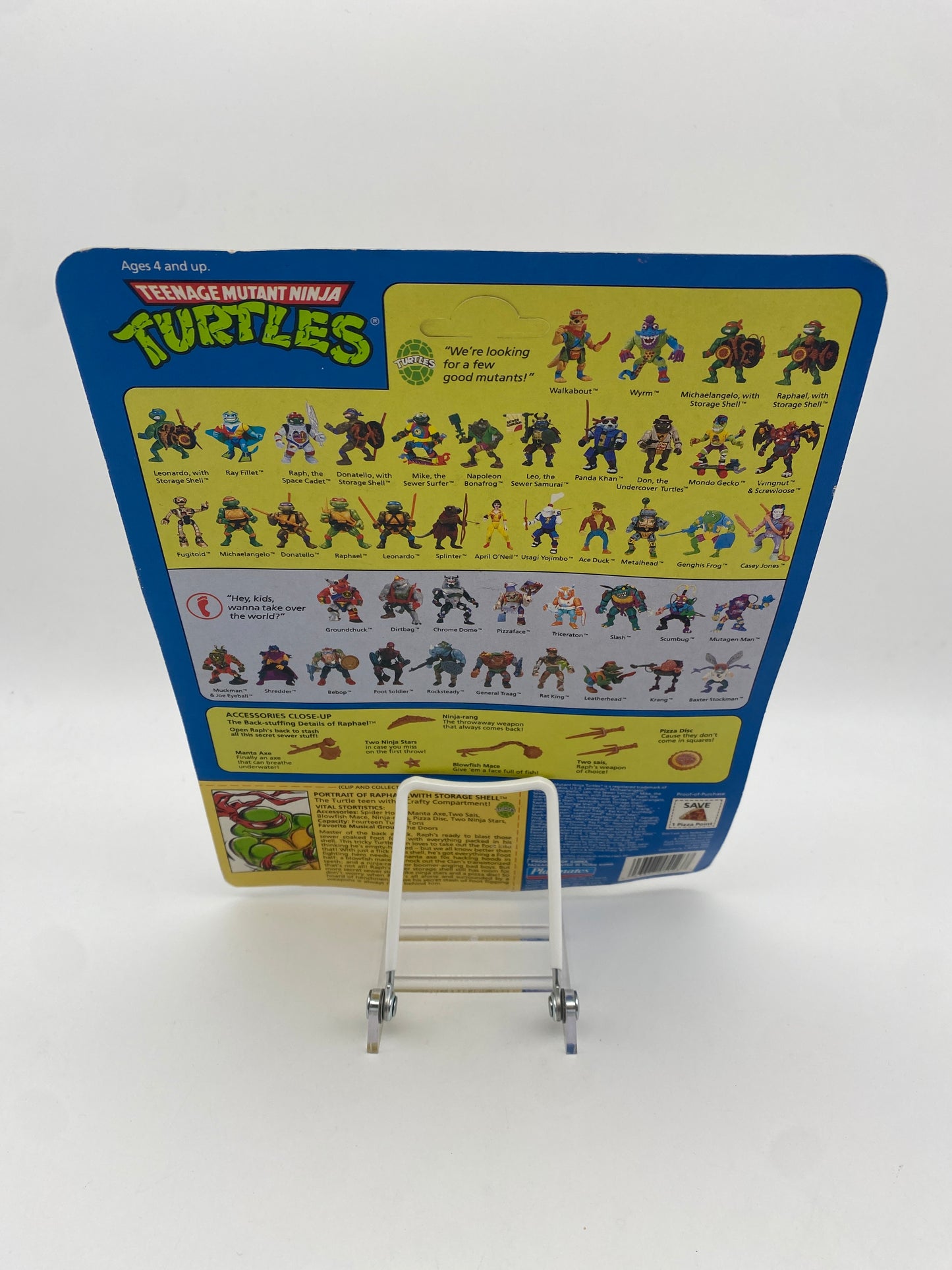 1991 Teenage Mutant Ninja Turtles TMNT Raphael with Storage Shell Unpunched