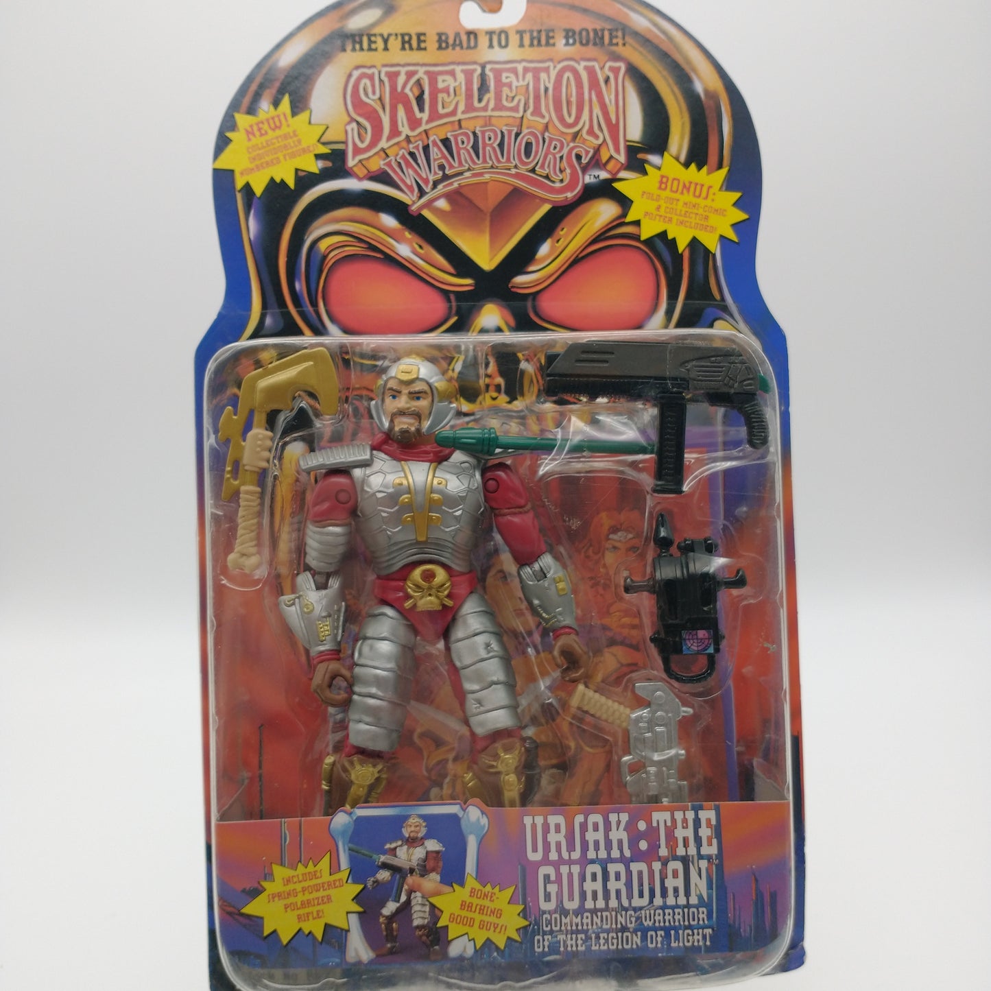 The front of the cart and bubble. The bubble is sealed and the action figure of ursak is inside along with various weapons.