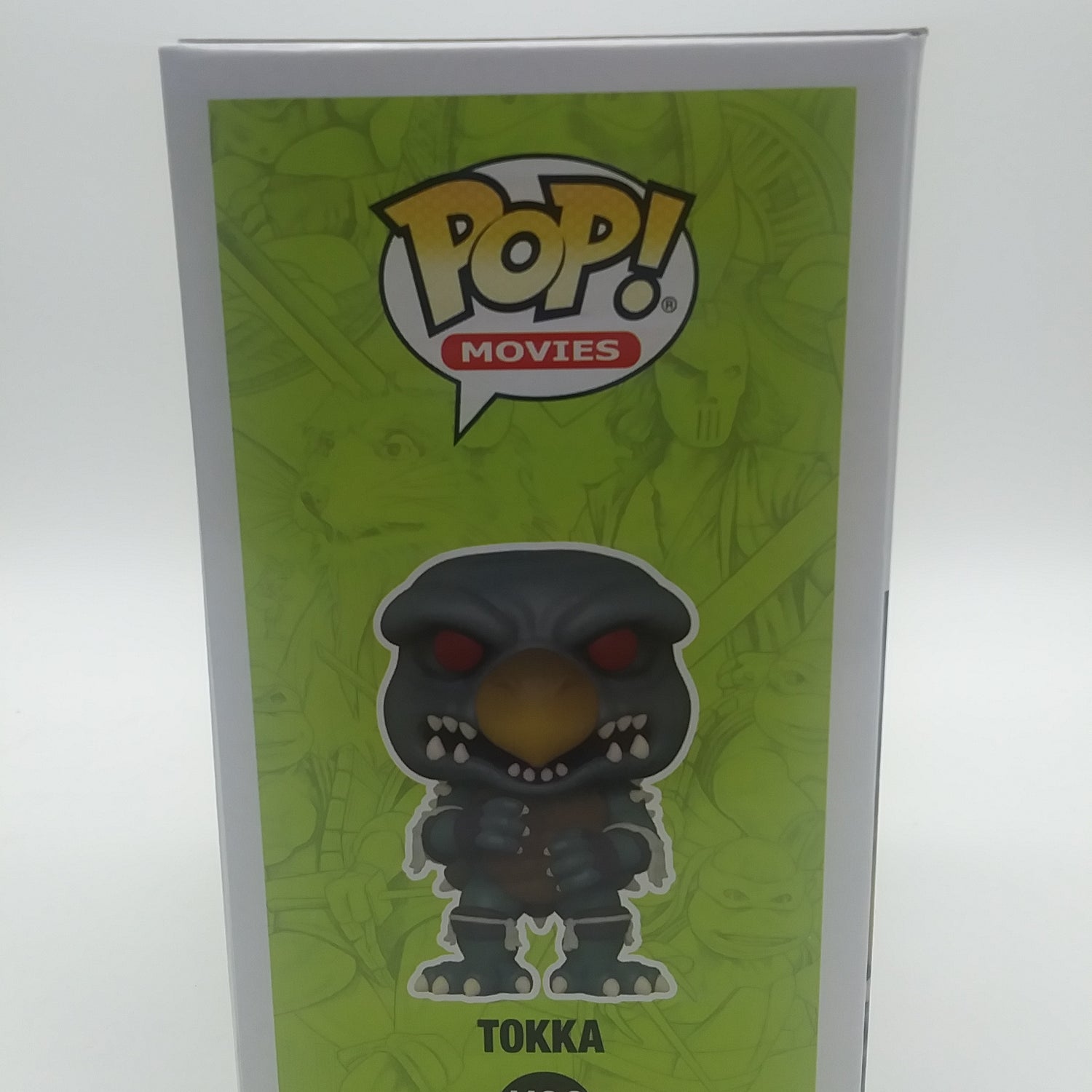 The right side of the box. There is a picture of the figure on the side and the funko pop logo above it.