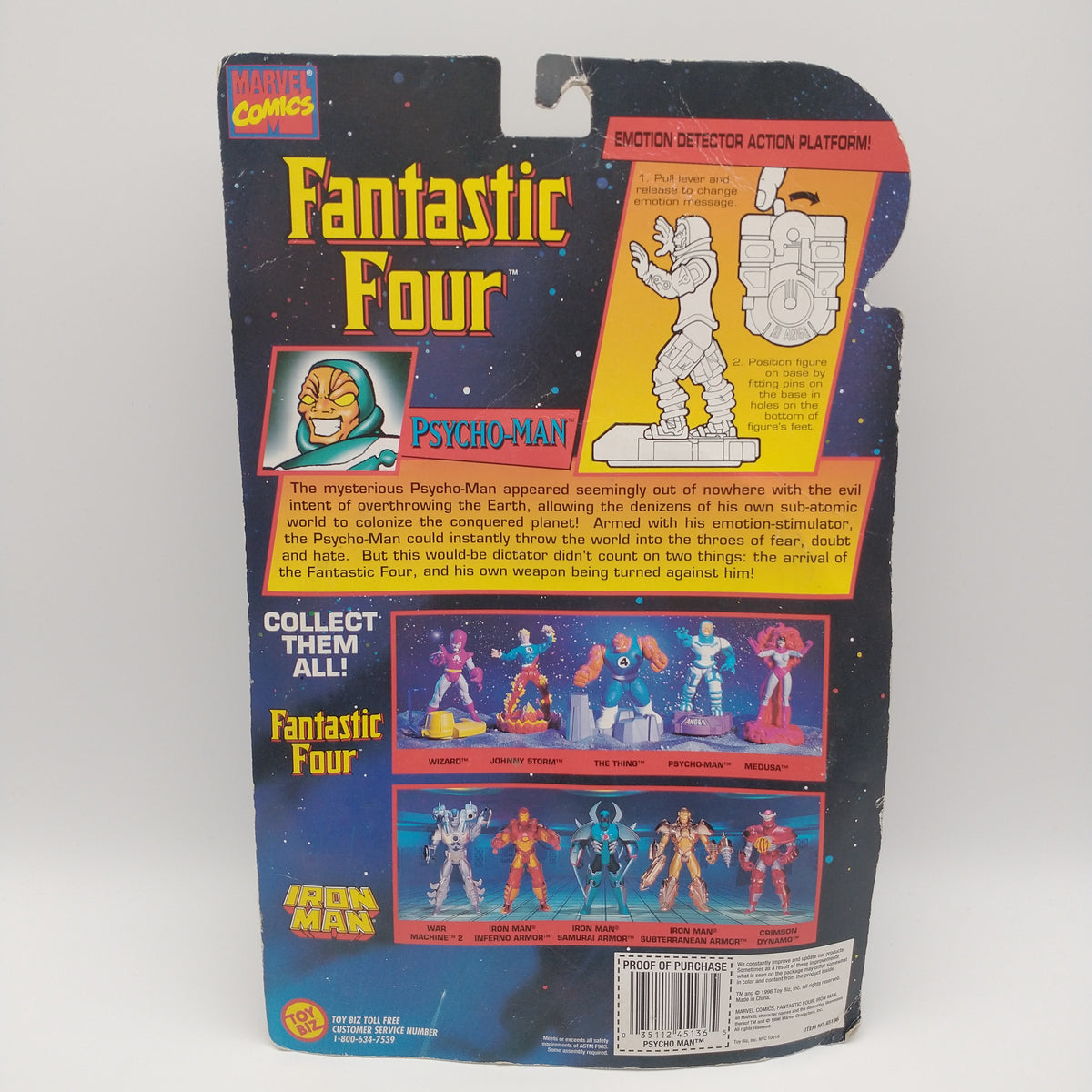 The back of the card featuring images of the action figure and a summary of information about them. It is illegible in the picture.