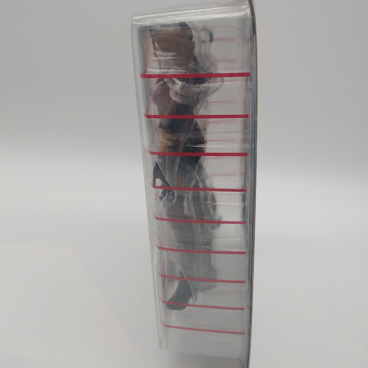 A picture of the left side of the card and bubble. The action figure is inside.