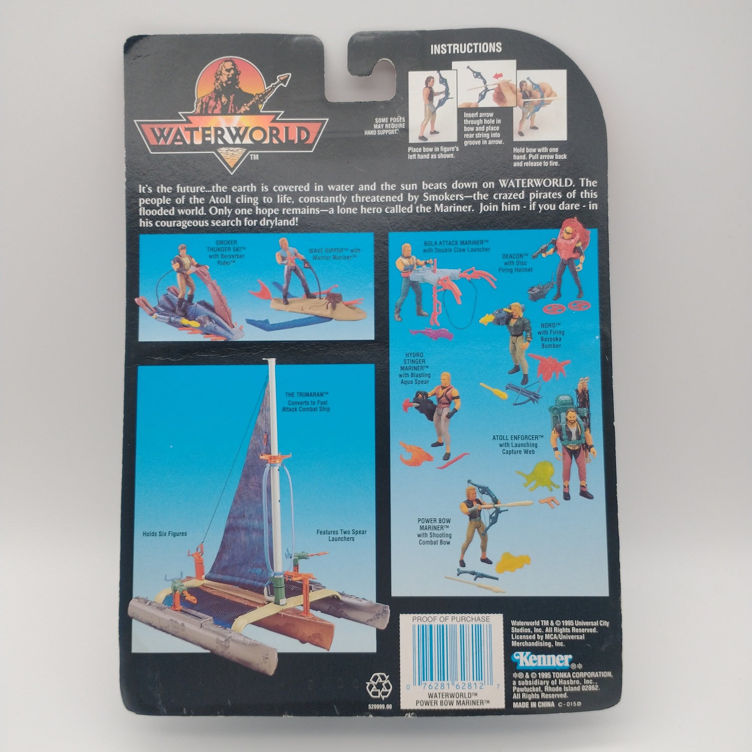 A picture of the back of the card featuring pictures of other action figures available along with various playsets available for purchase. 