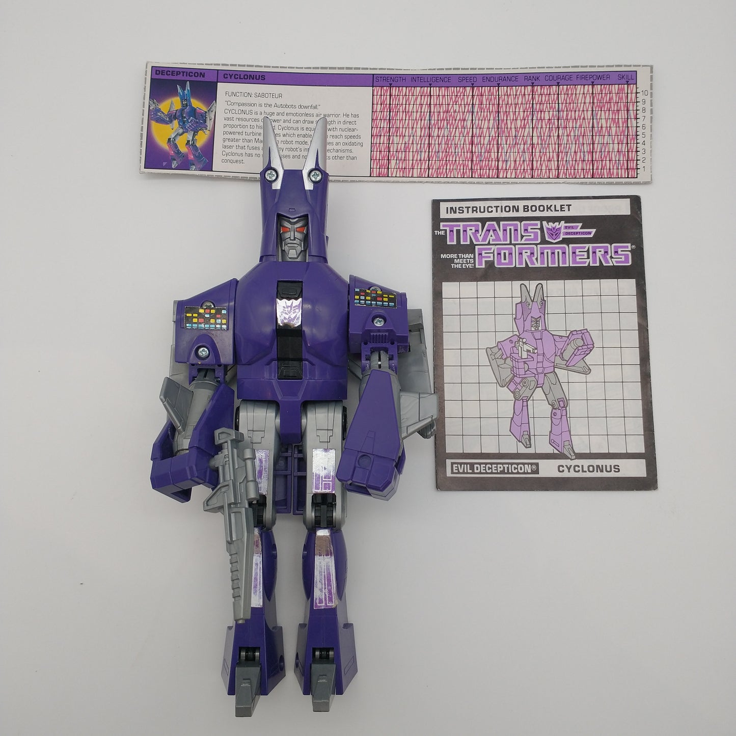 Transformers Cyclonus (G1) 1986 Loose, 100% Complete W/Tech Specs