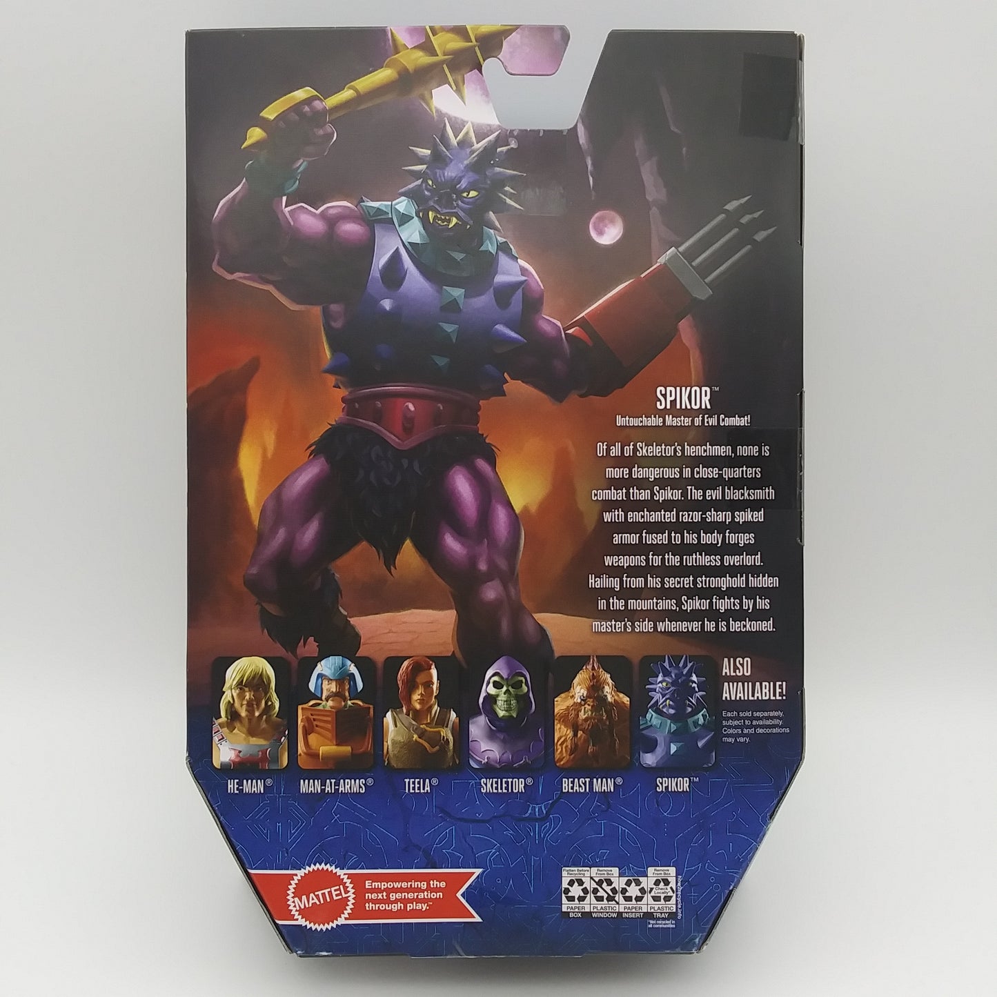 The back of the card featuring images of the action figure and a summary of information about them. It is illegible in the picture.