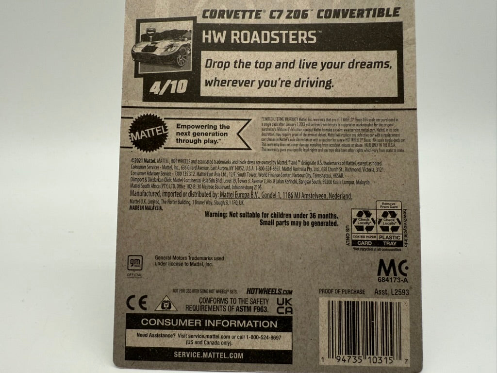 Hot Wheels Corvette C7 Z06 Convertible 2021 Mattel