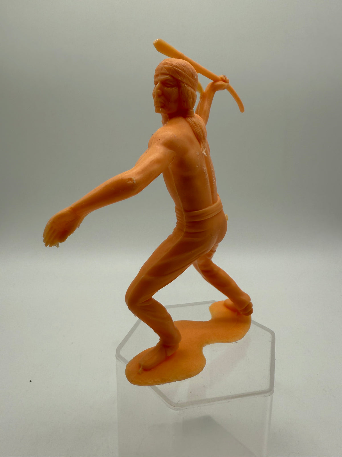 Louis Marx Vintage Plastic Native American Spearman (Orange) 1960s, photo 5 of 7