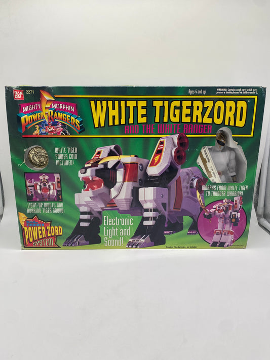Bandai Mighty Morphin Power Rangers 1994 White Tigerzord and the White Ranger