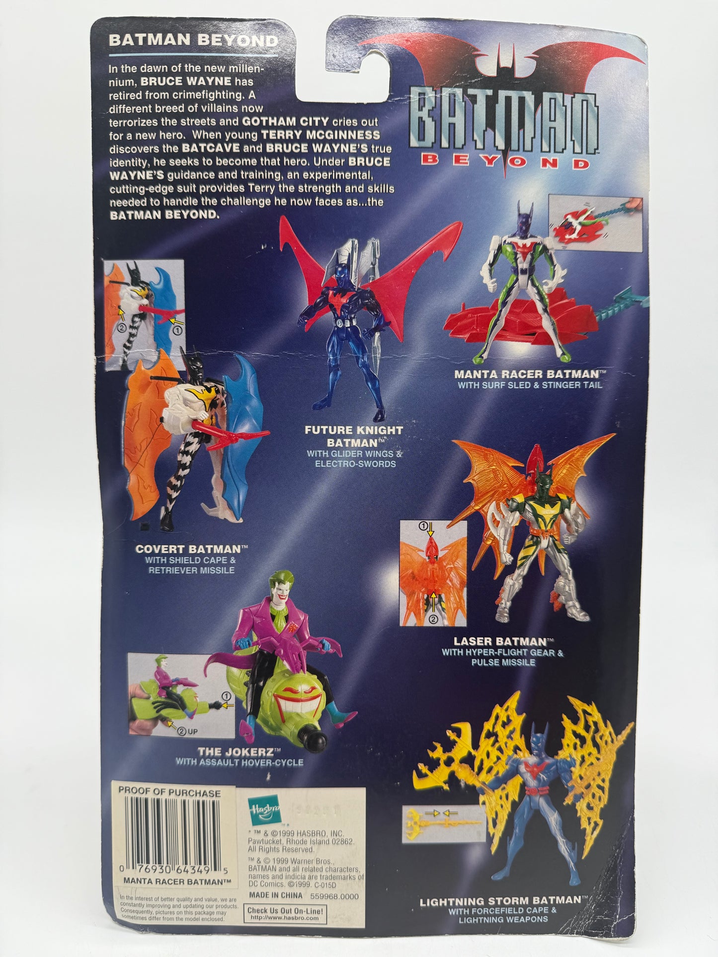 Hasbro 1999 Batman Beyond Gotham City In The Future Manta Racer Batman