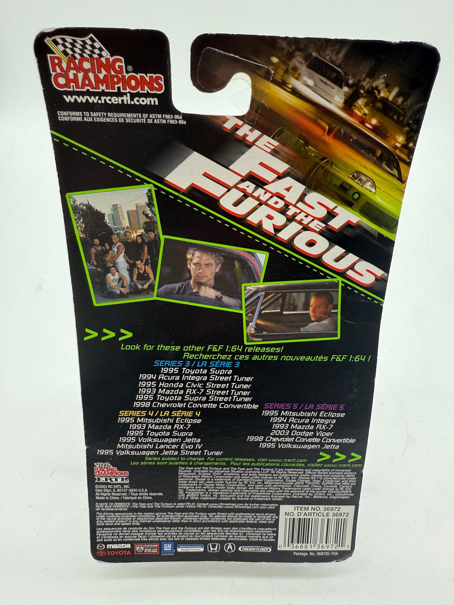 Racing Champions The Fast and The Furious 1995 Mitsubishi Eclipse 2003 RC ERTL