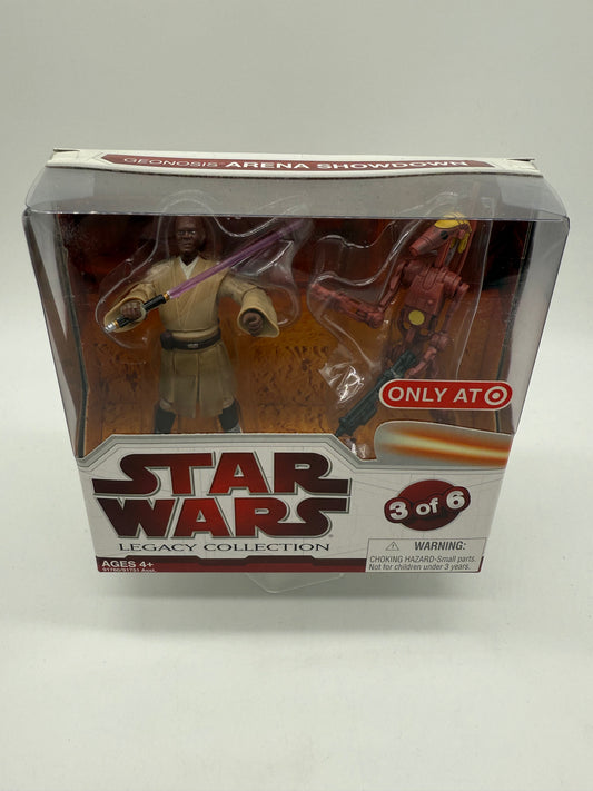 Hasbro 2009 Target Exclusive Star Wars Legacy Collection Geonosis Arena Showdown Mace Windu VS Battle Droid Commander