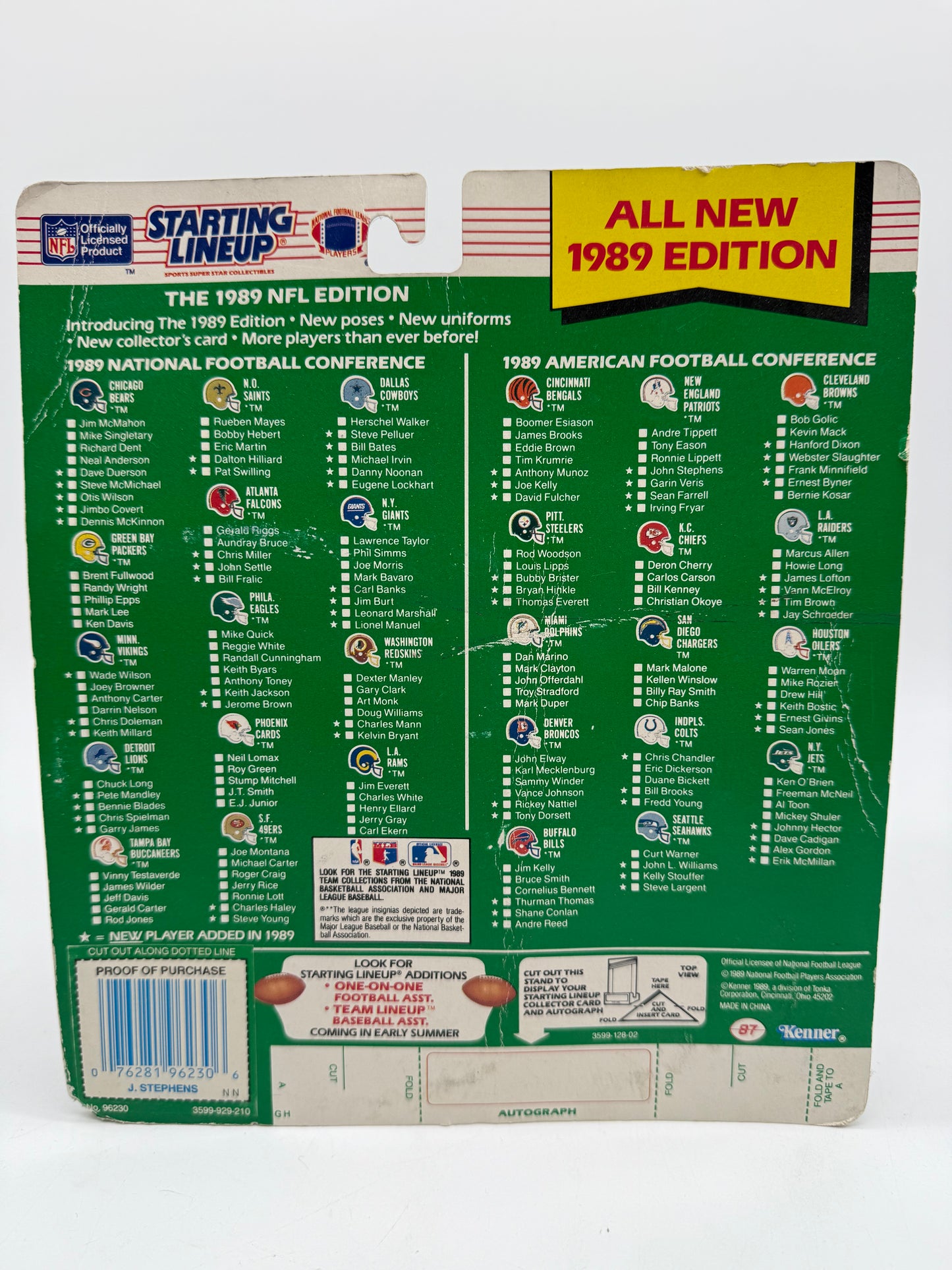 NFL Starting Lineup John Stephens 1989 Kenner