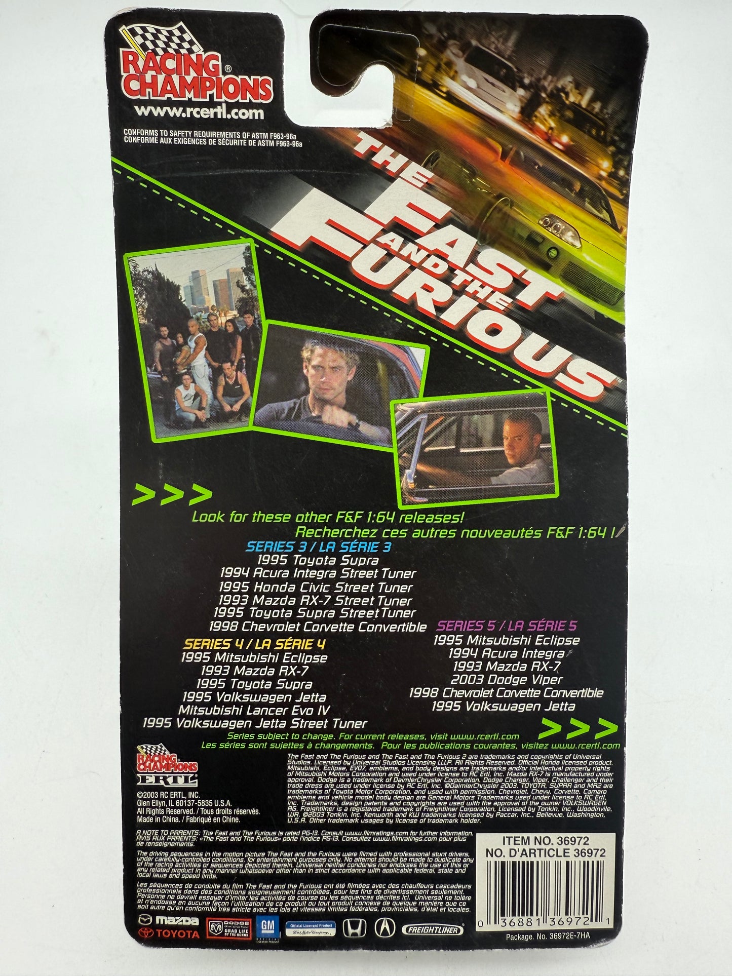Racing Champions The Fast and The Furious 1995 Volkswagen Jetta 2003 RC ERTL
