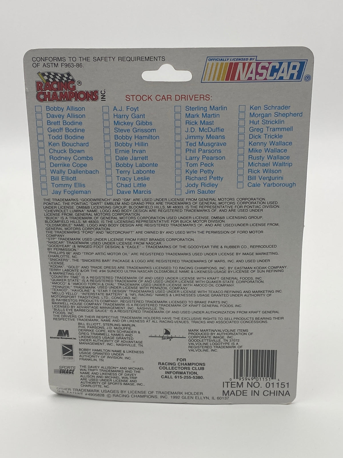 Racing Champions Nascar Stock Car 1991 Bill Elliot #11 1:64 Die-Cast Car, photo 3 of 5