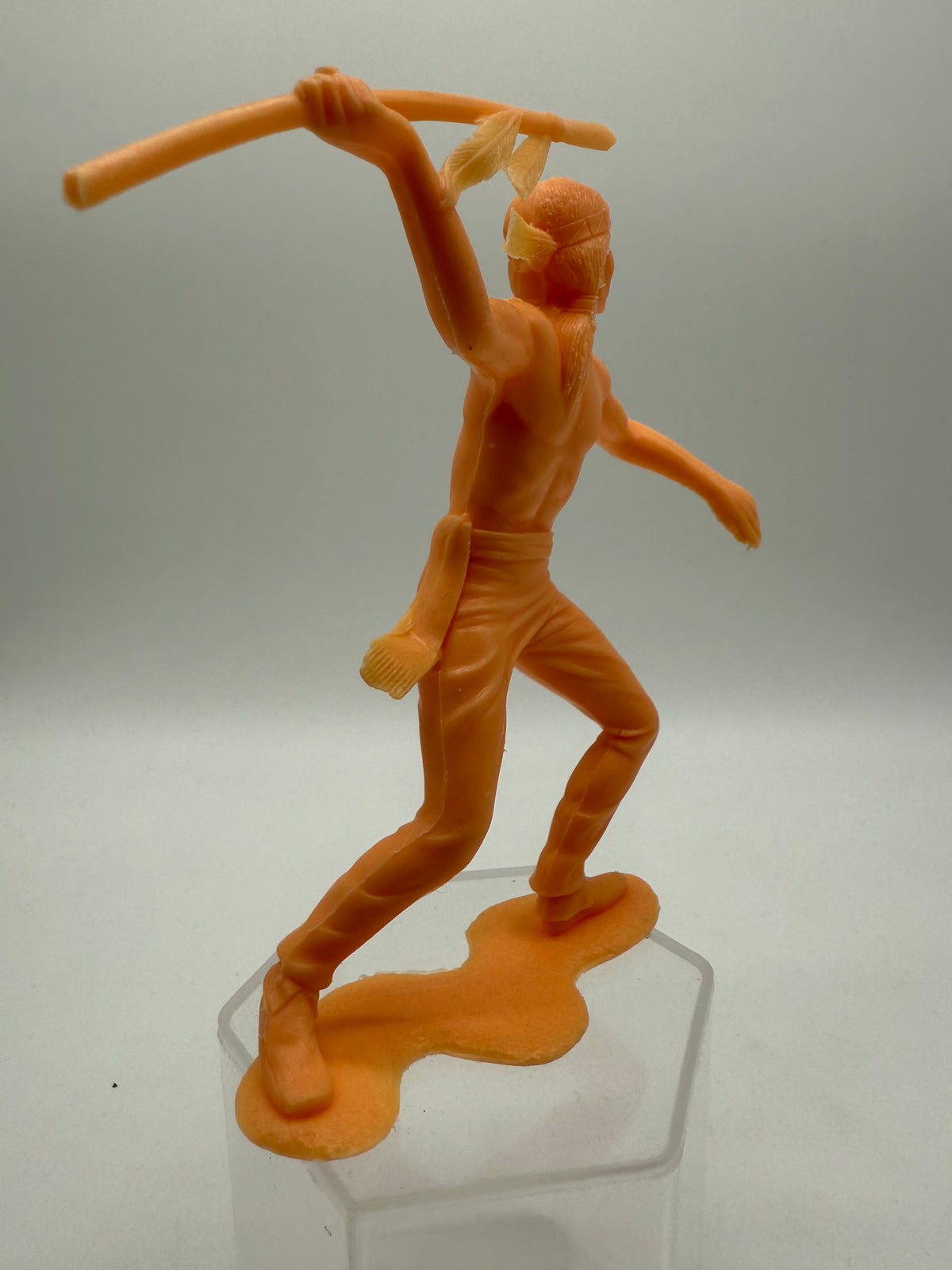 Louis Marx Vintage Plastic Native American Spearman (Orange) 1960s, photo 2 of 7