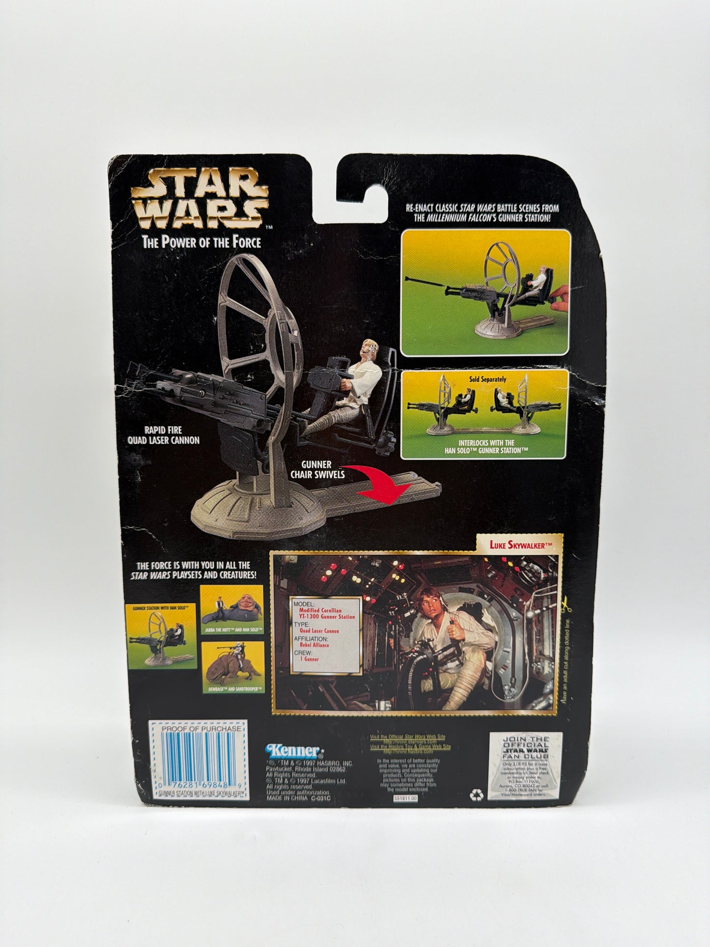 Kenner 1997 Star Wars The Power of the Force Gunner Station Millennium Falcon with Luke Skywalker