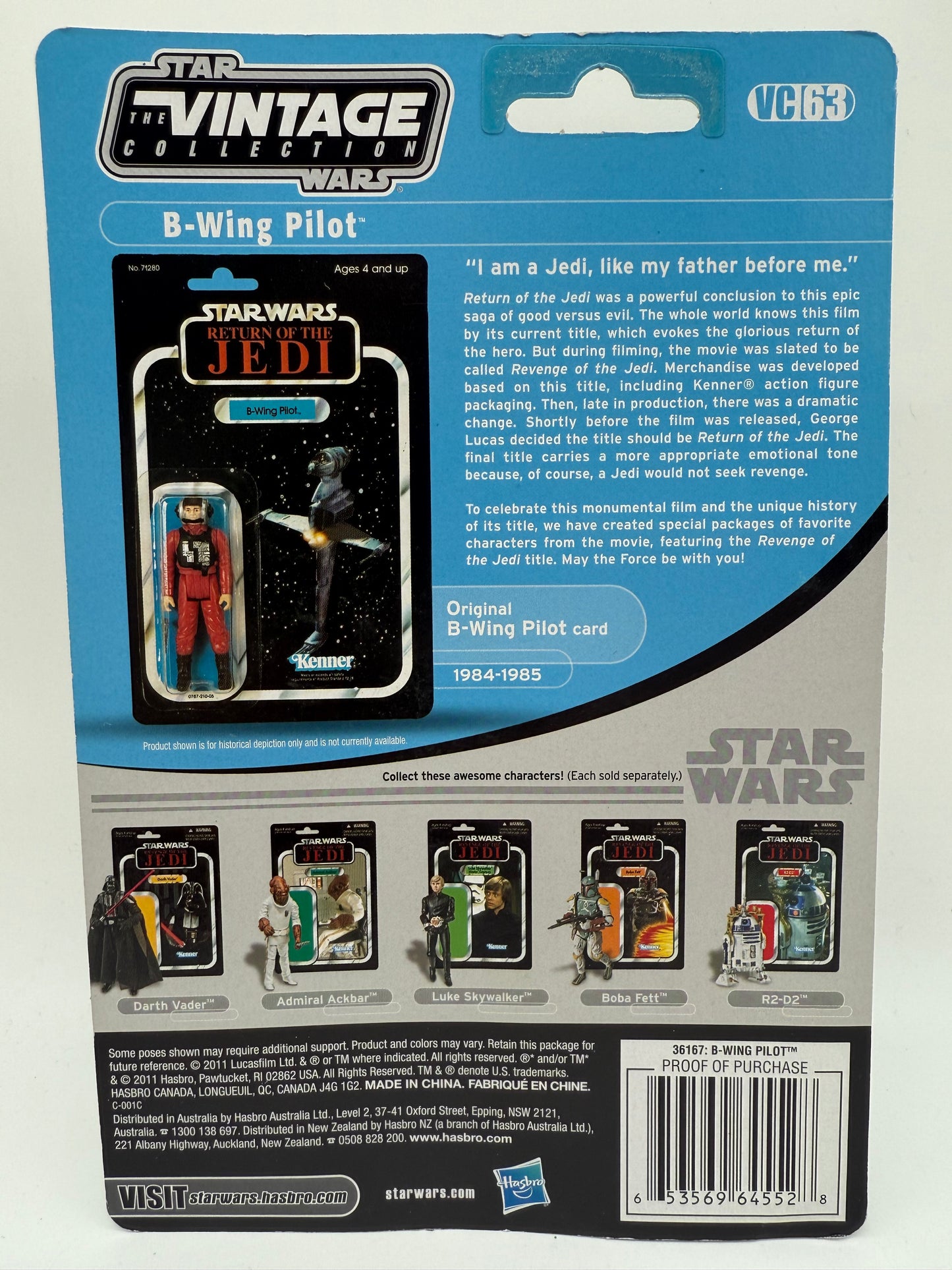 Hasbro 2011 Star Wars The Vintage Collection Revenge of the Jedi B-Wing Pilot (Keyan Farlander)