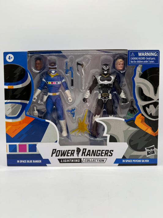 Power Rangers Lightning In Space Blue Ranger & In Space Psycho Silver 2020 Hasbro