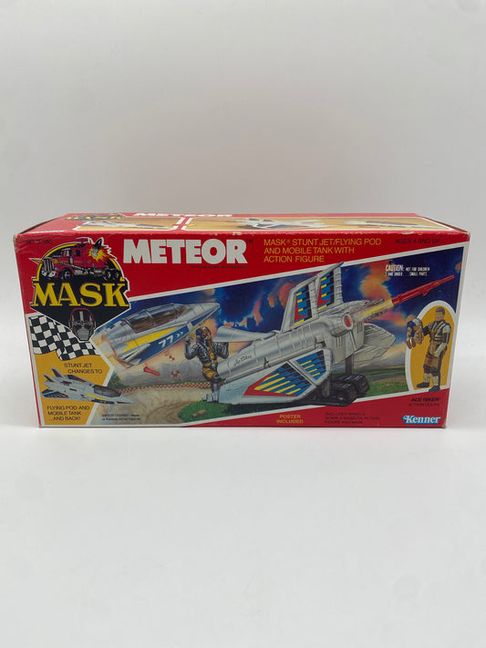 Kenner 1987 M.A.S.K. Meteor Stunt Jet/Flying Pod and Mobile Tank With Action Figure Sealed Box
