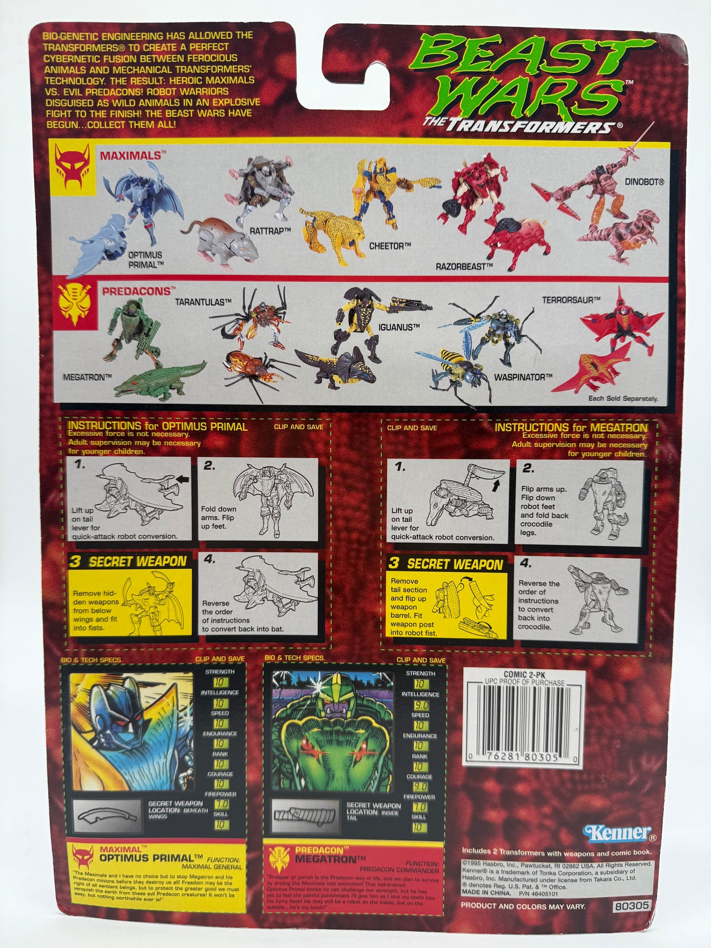 Beast Wars Transformers Optimus Primal VS. Megatron 1995 Kenner