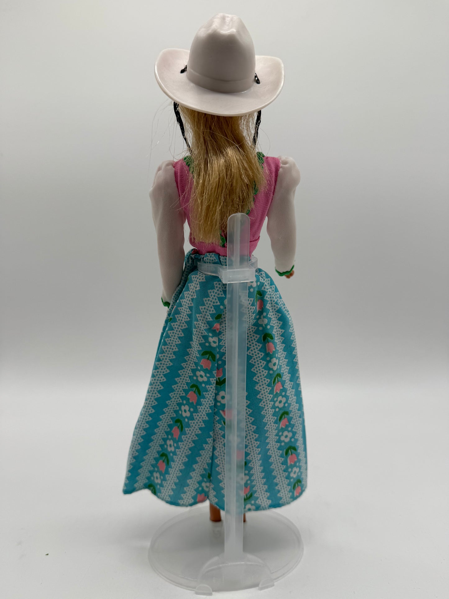 Western Barbie with Sweet 16 Floral Dress Blue Pink 1976 Mattel