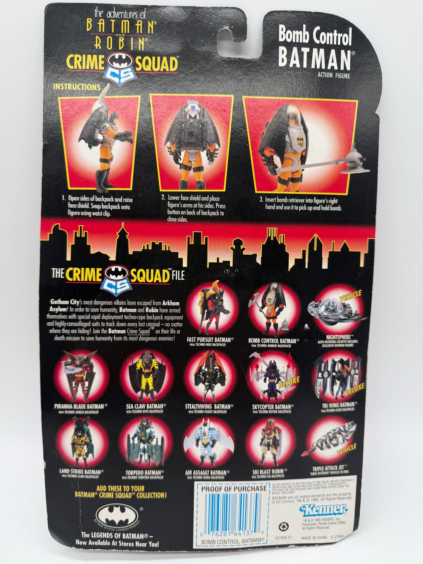 Kenner 1995 Batman and Robin Crime Squad Bomb Control Batman