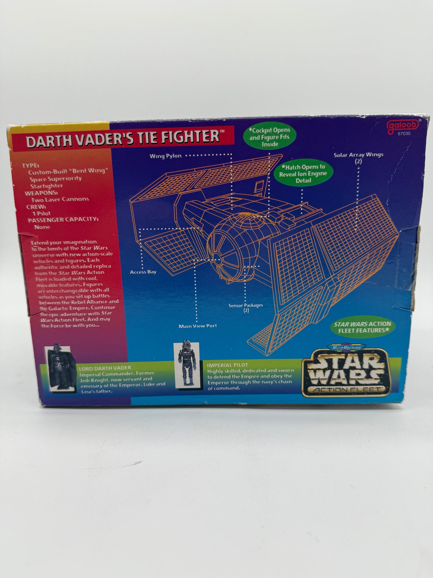 Galoob 1996 Star Wars Action Fleet Darth Vader's Tie Fighter with Darth Vader and Imperial Pilot