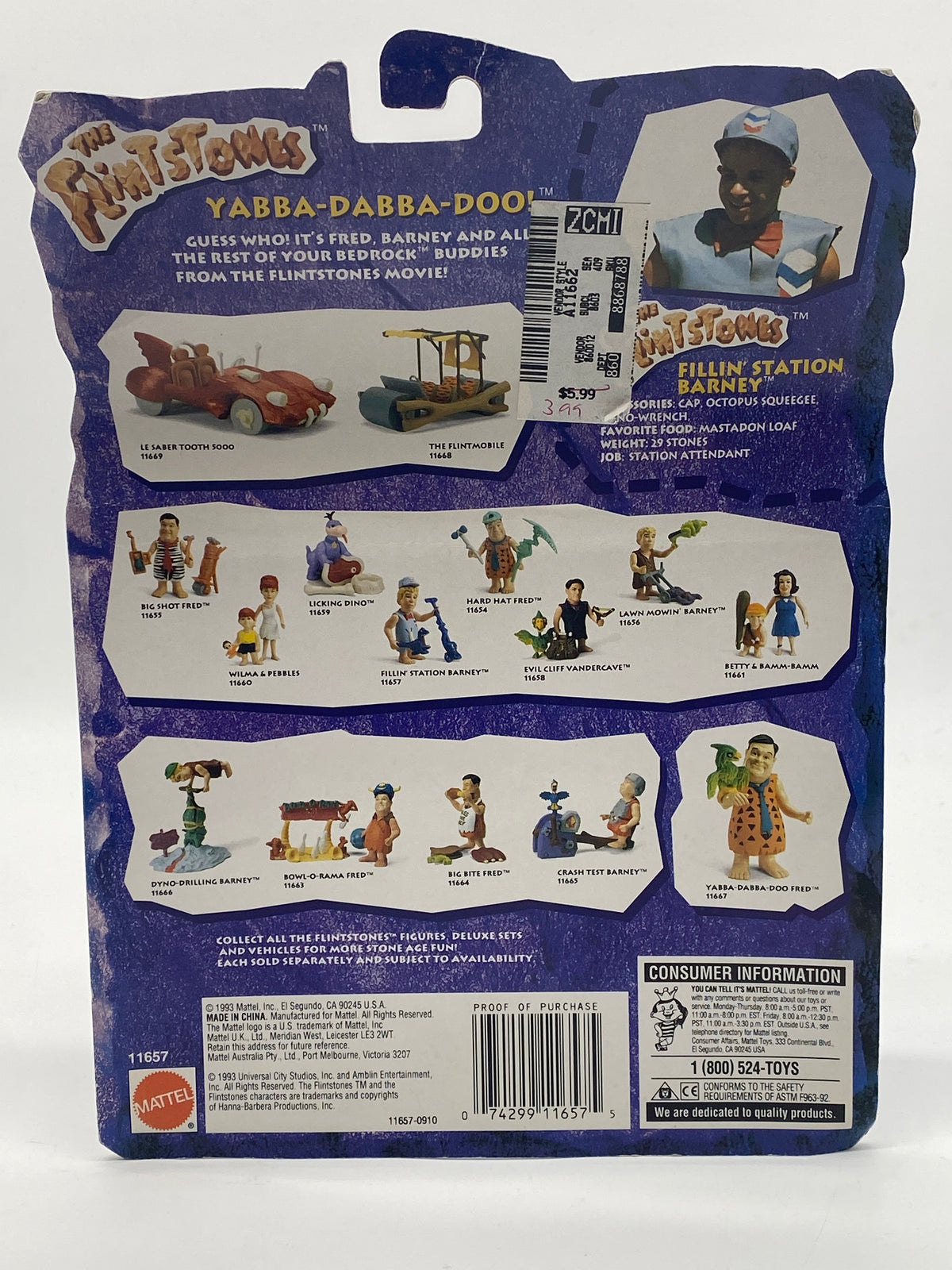 Mattel 1993 Fillin’ Station Barney Action Figure, photo 3 of 5