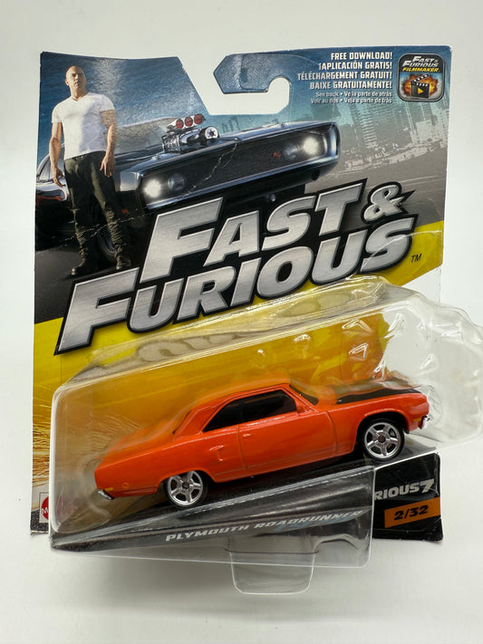 Hot Wheels Fast and Furious Plymouth Roadrunner 1970 2016 Mattel