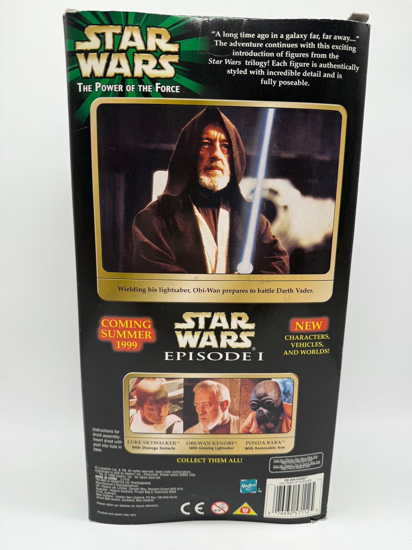 Hasbro 1998 Star Wars The Power of The Force Obi-Wan Kenobi With Glow-In-The-Dark Lightsaber