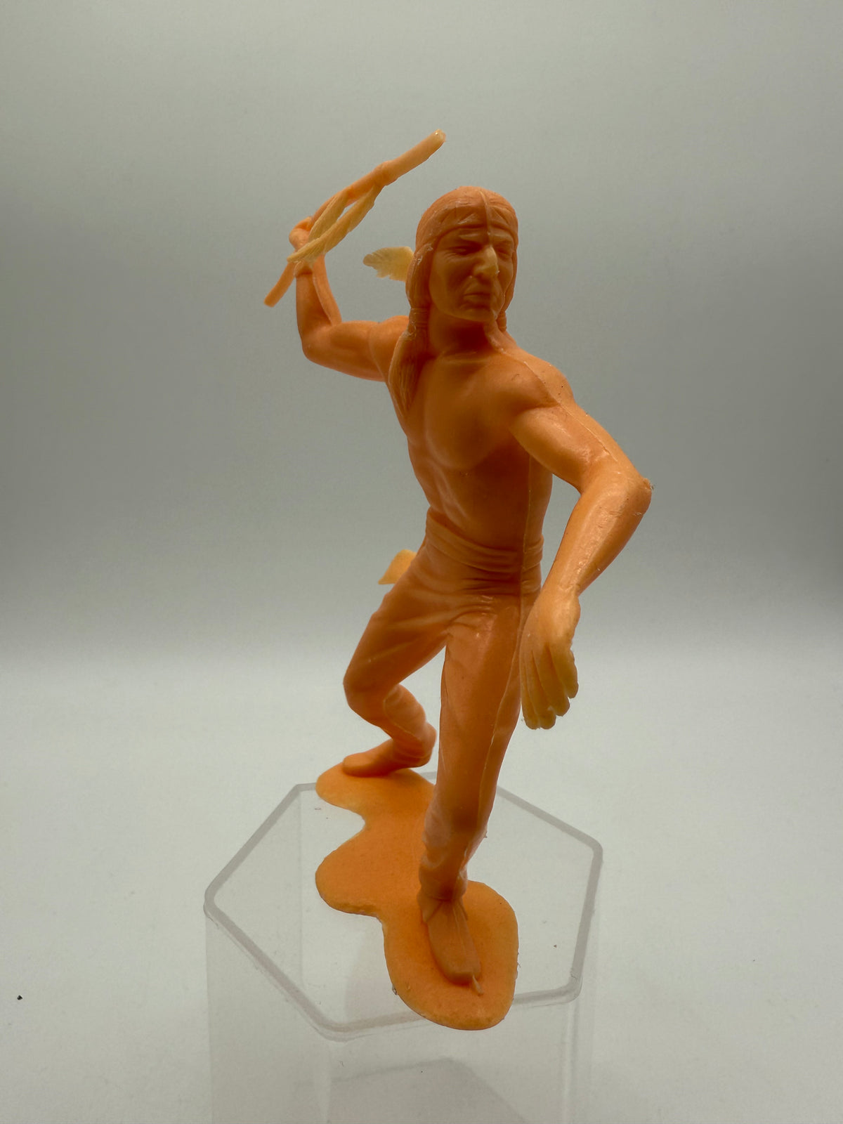 Louis Marx Vintage Plastic Native American Spearman (Orange) 1960s, photo 6 of 7