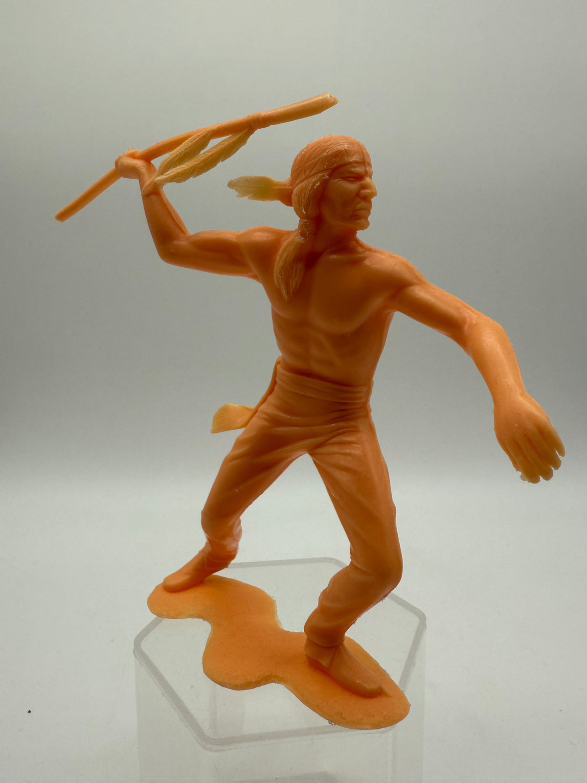 Louis Marx Vintage Plastic Native American Spearman (Orange) 1960s, photo 7 of 7