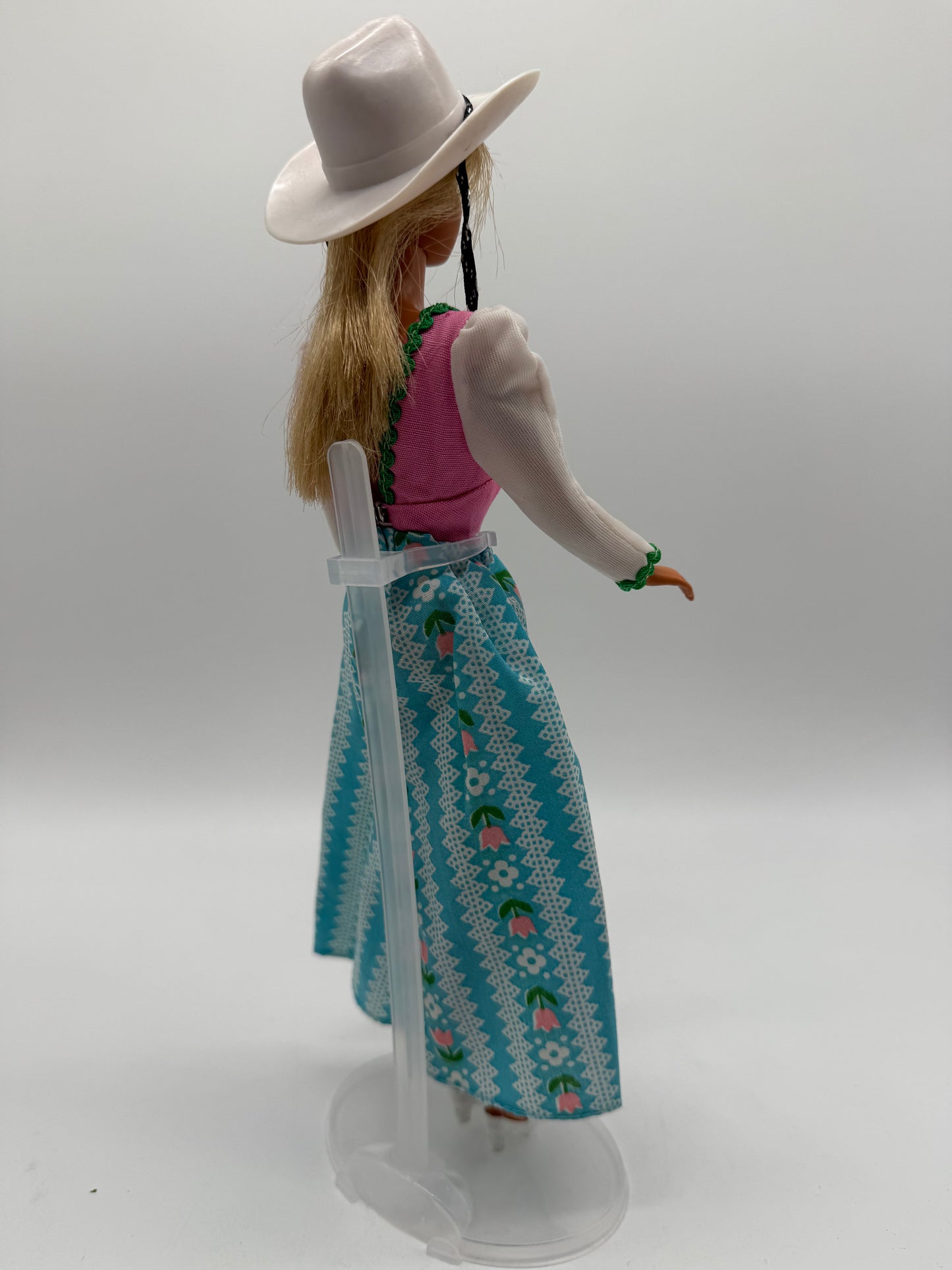 Western Barbie with Sweet 16 Floral Dress Blue Pink 1976 Mattel