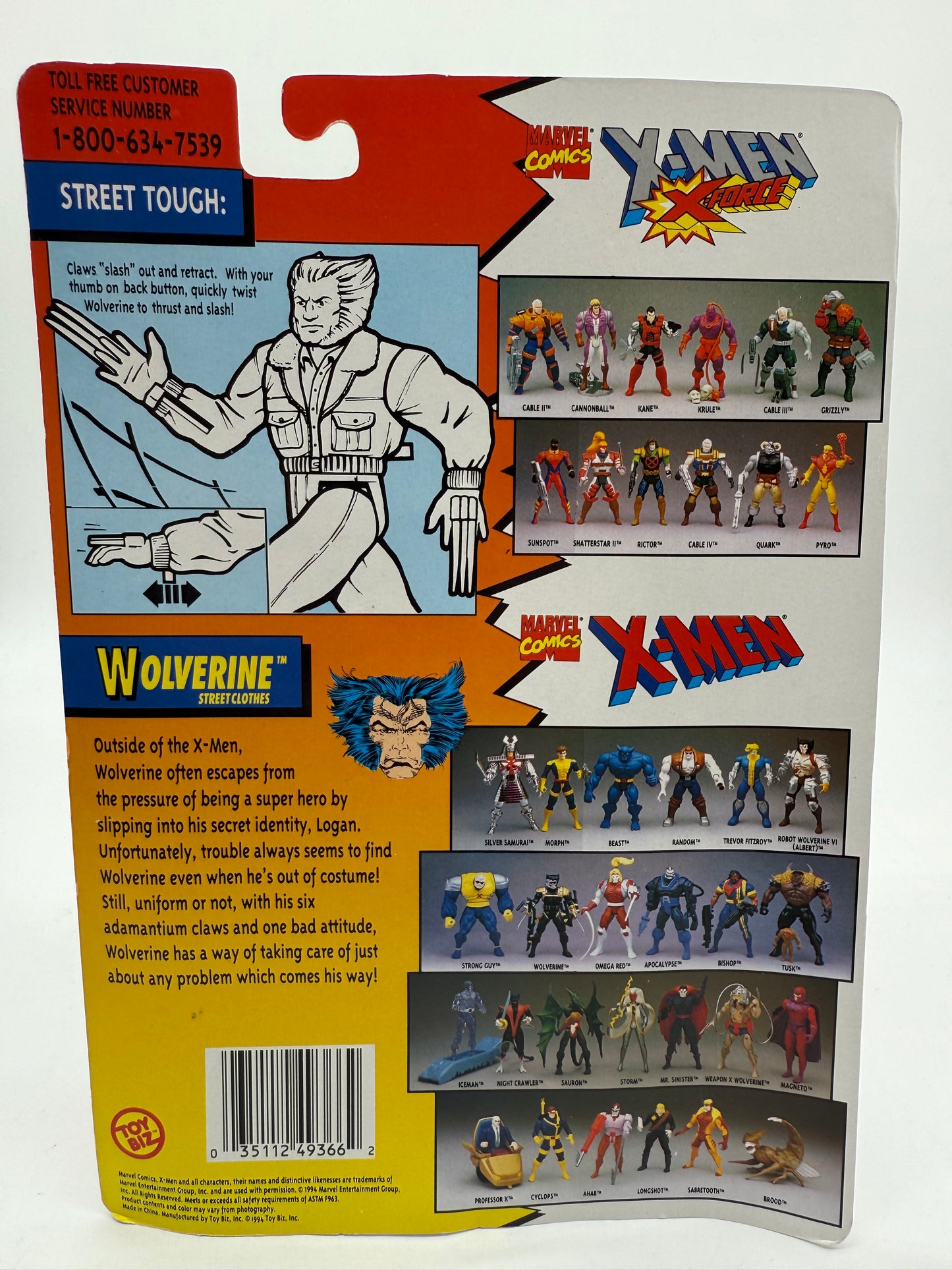 The Original Mutant Super Heroes 7th Edition Wolverine Street Clothes 1994 Marvel