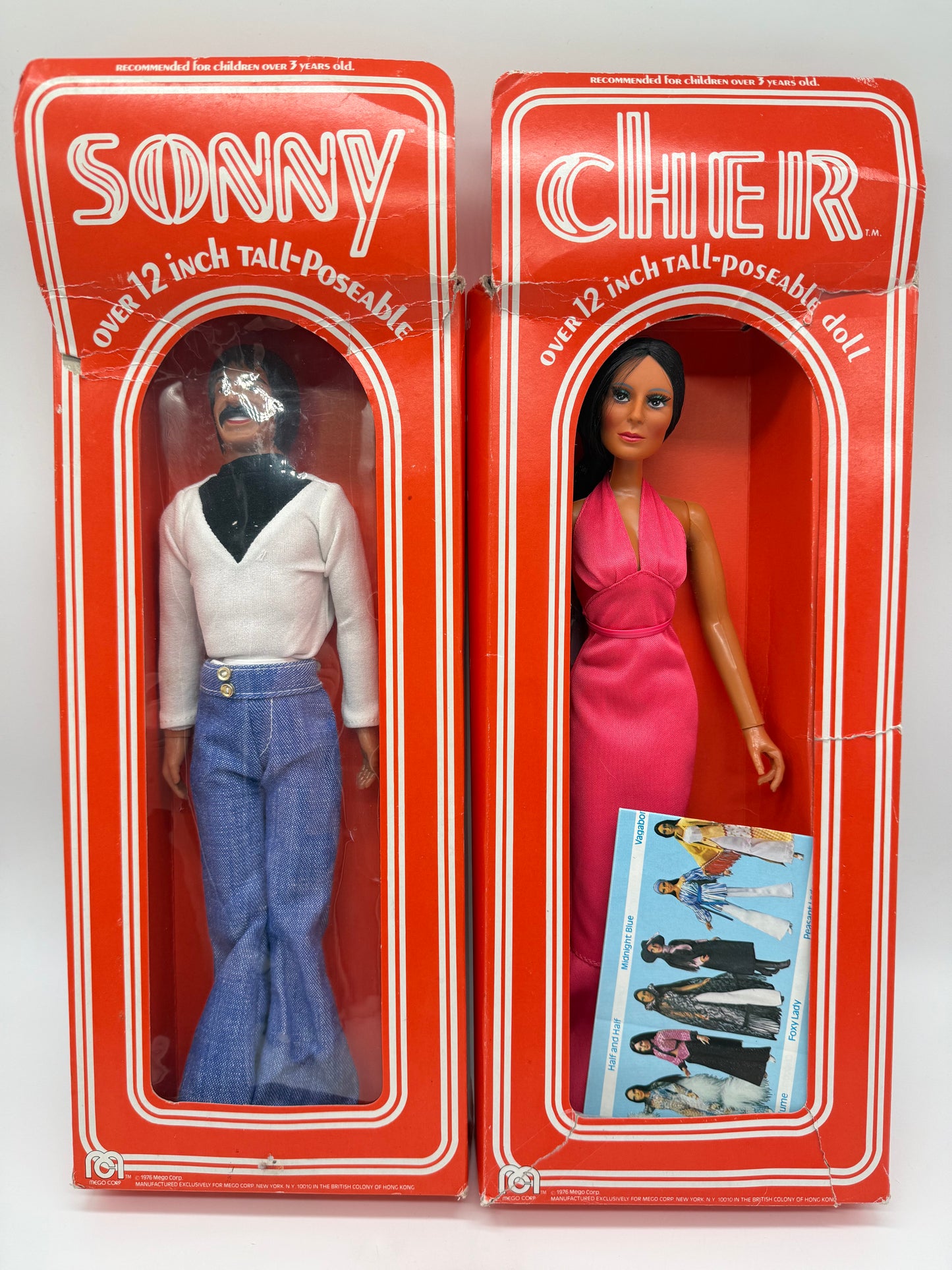 Mego Corp 1976 Cher and Sonny 12 inch Figures