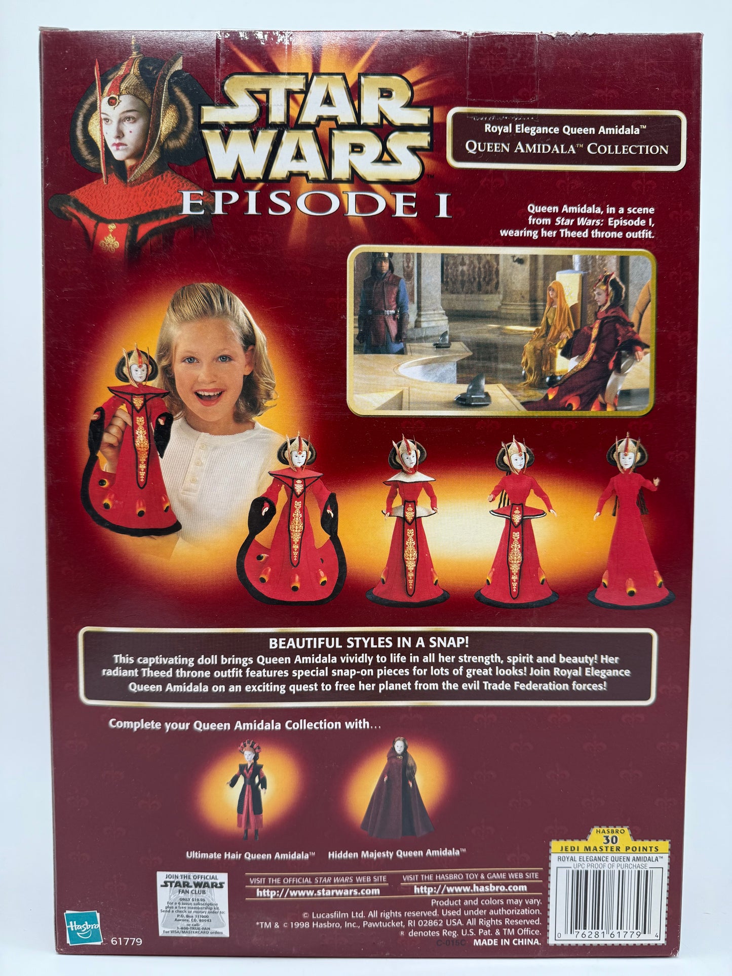 Hasbro 1998 Star Wars Episode 1 Royal Elegance Queen Amidala Queen Amidala Collection