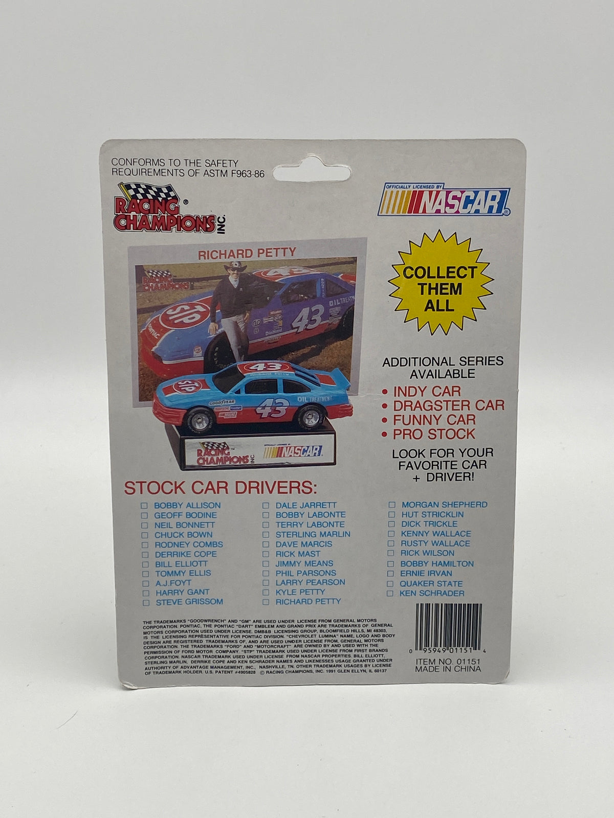 Racing Champions Nascar Stock Car 1991 Richard Petty #43 1:64 Die-Cast Car, photo 3 of 5