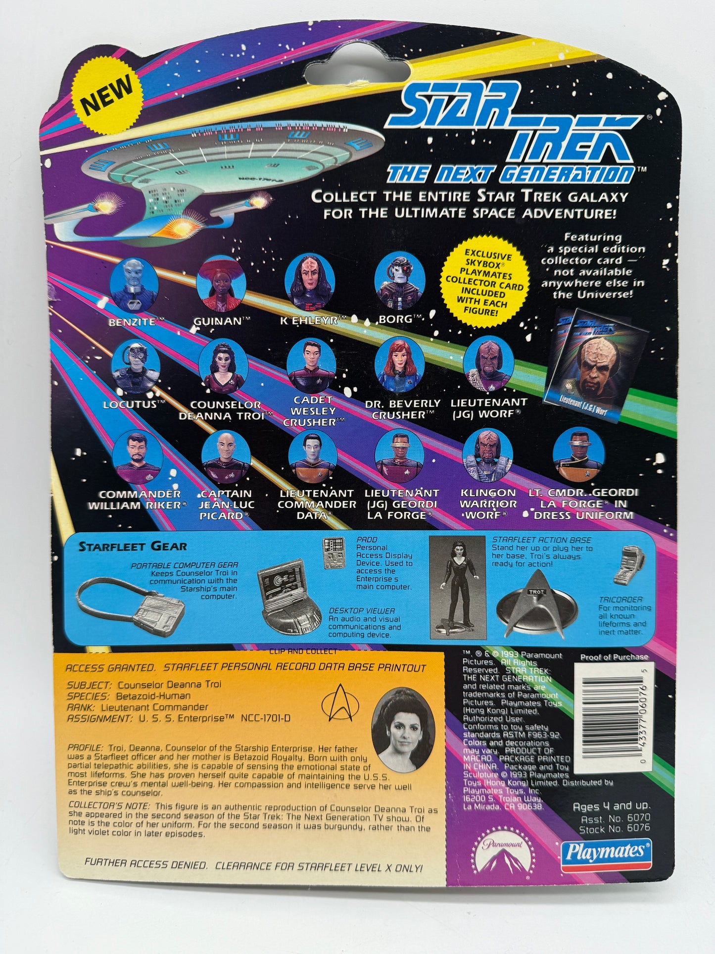 Playmates 1993 Star Trek Next Generation Conselor Deanna Troi