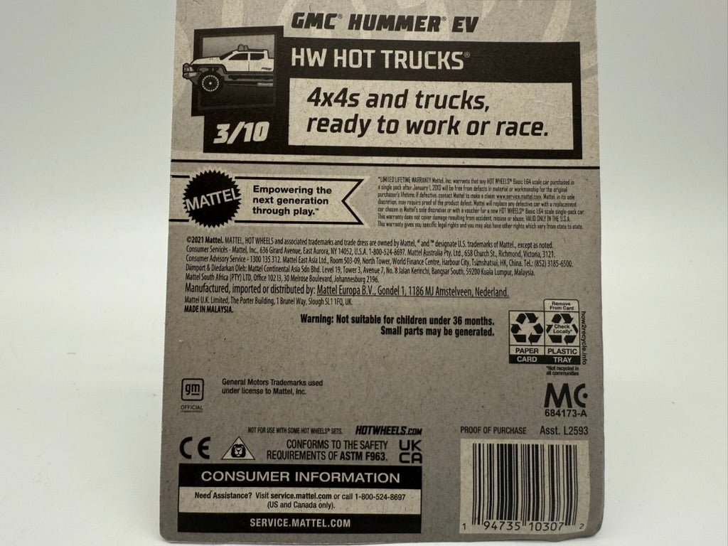 Hot Wheels GMC Hummer EV 2021 Mattel (White)