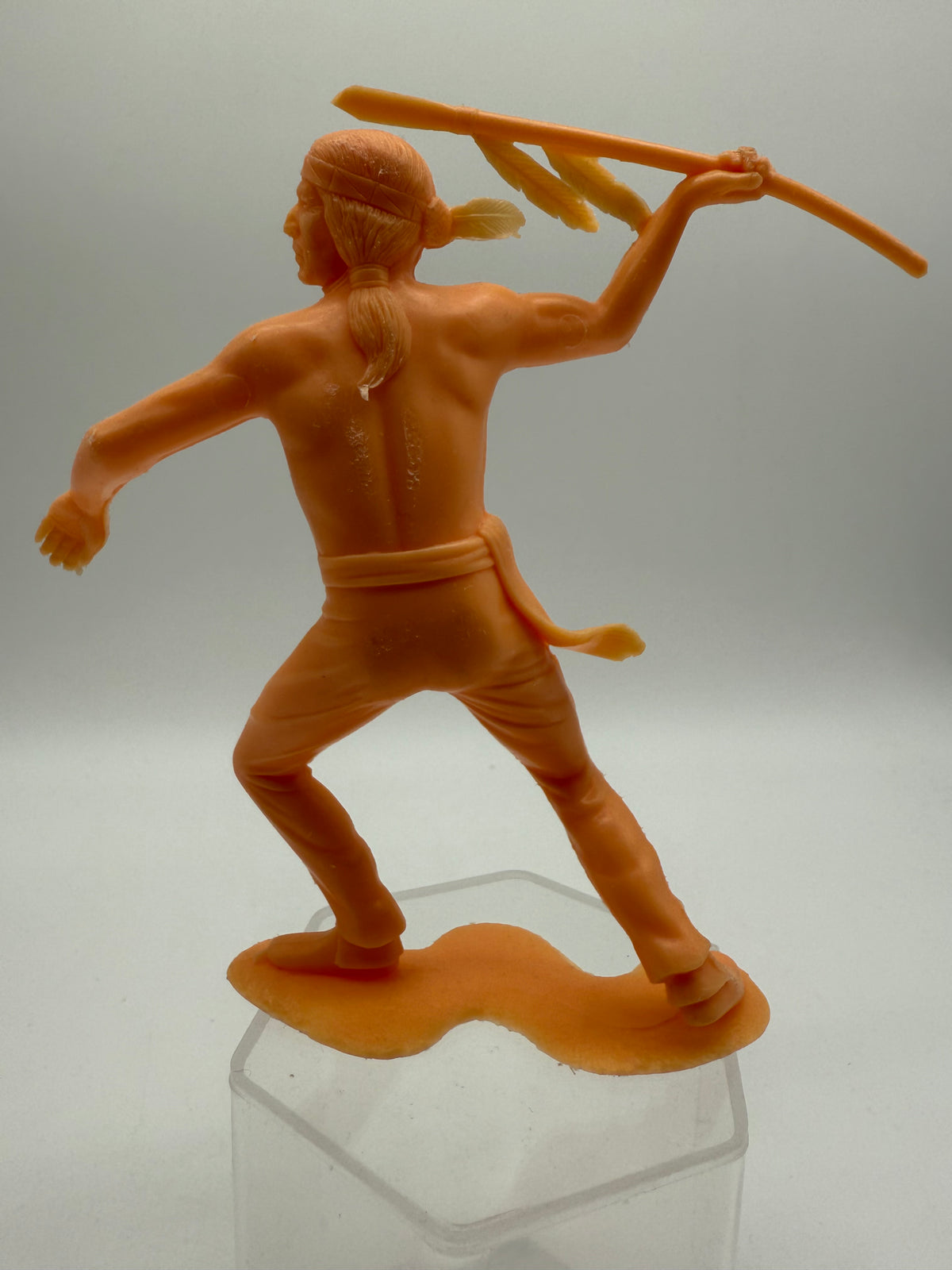 Louis Marx Vintage Plastic Native American Spearman (Orange) 1960s, photo 4 of 7