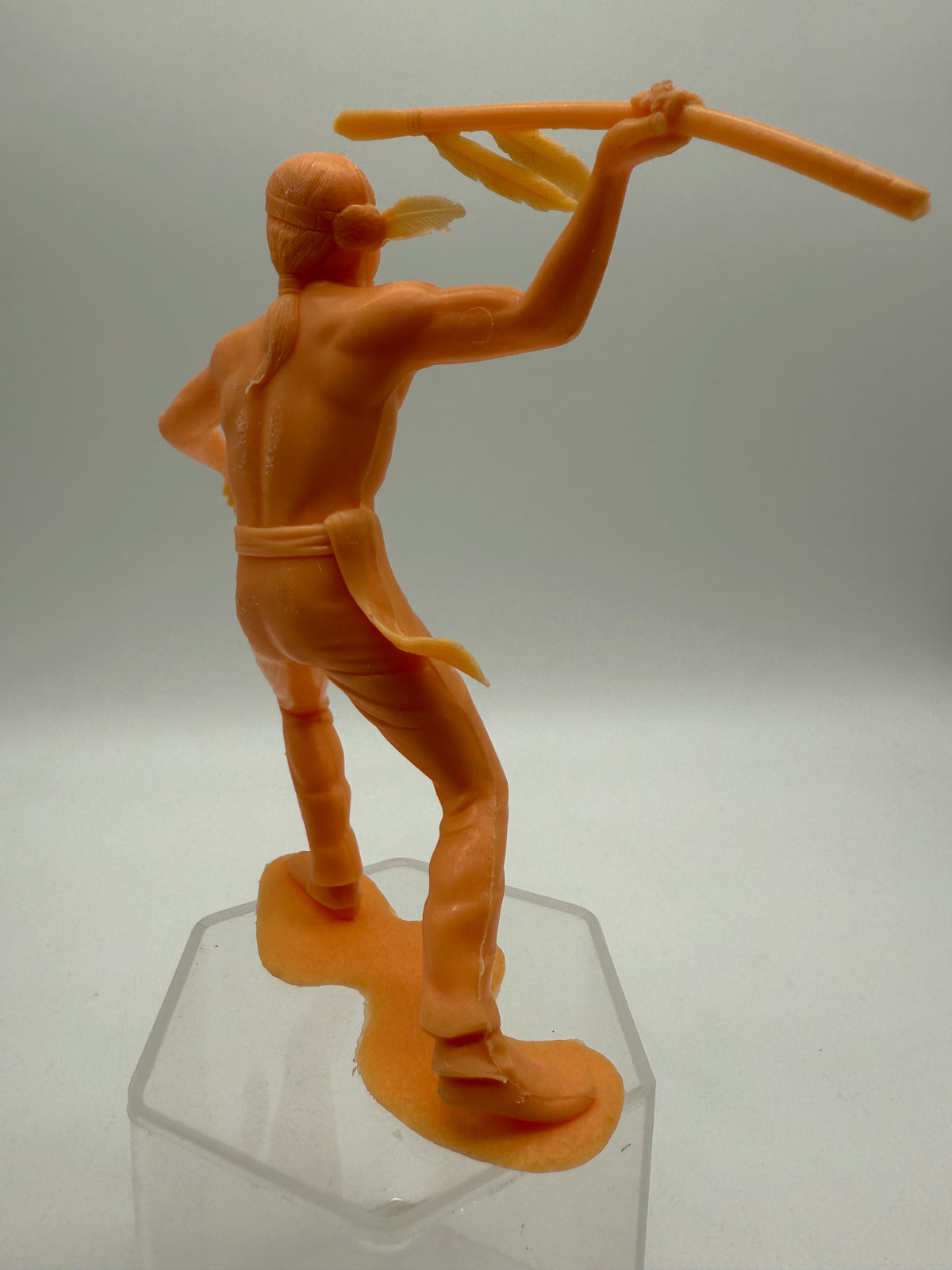 Louis Marx Vintage Plastic Native American Spearman (Orange) 1960s, photo 3 of 7