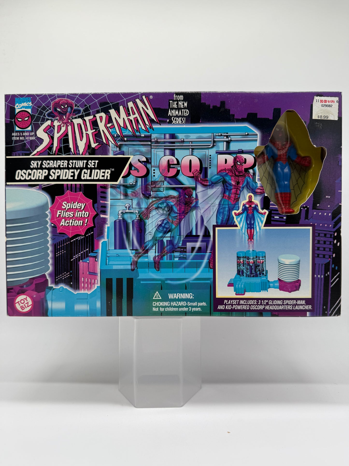Toy Biz 1996 Spider-Man Sky Scraper Stunt Set Oscorp Spidey Glider