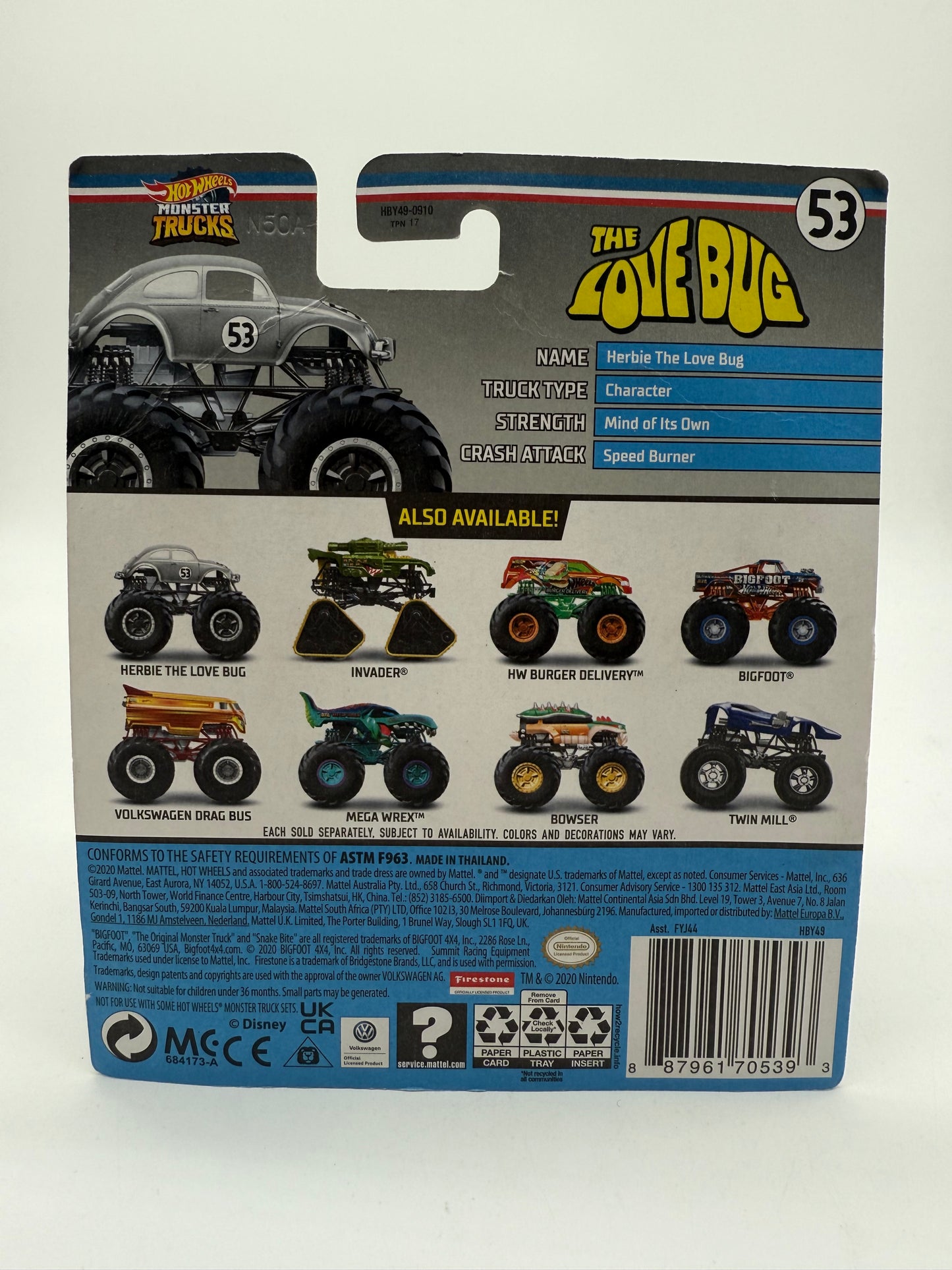 Mattel 2020 Hot Wheels Monster Trucks The Love Bug 53